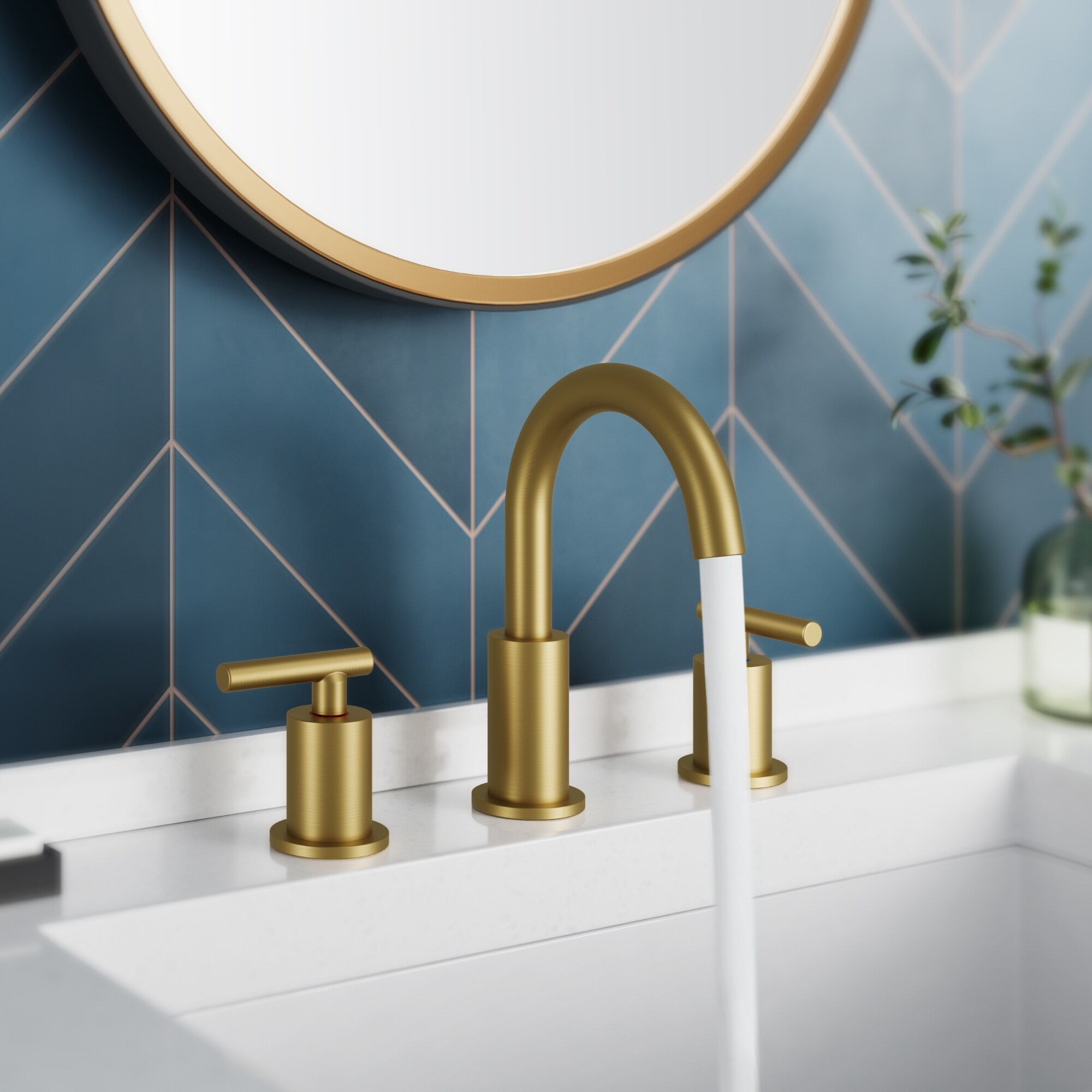 FORIOUS Brushed Gold Widespread 2-Handle Swivel Bathroom Sink Faucet ...