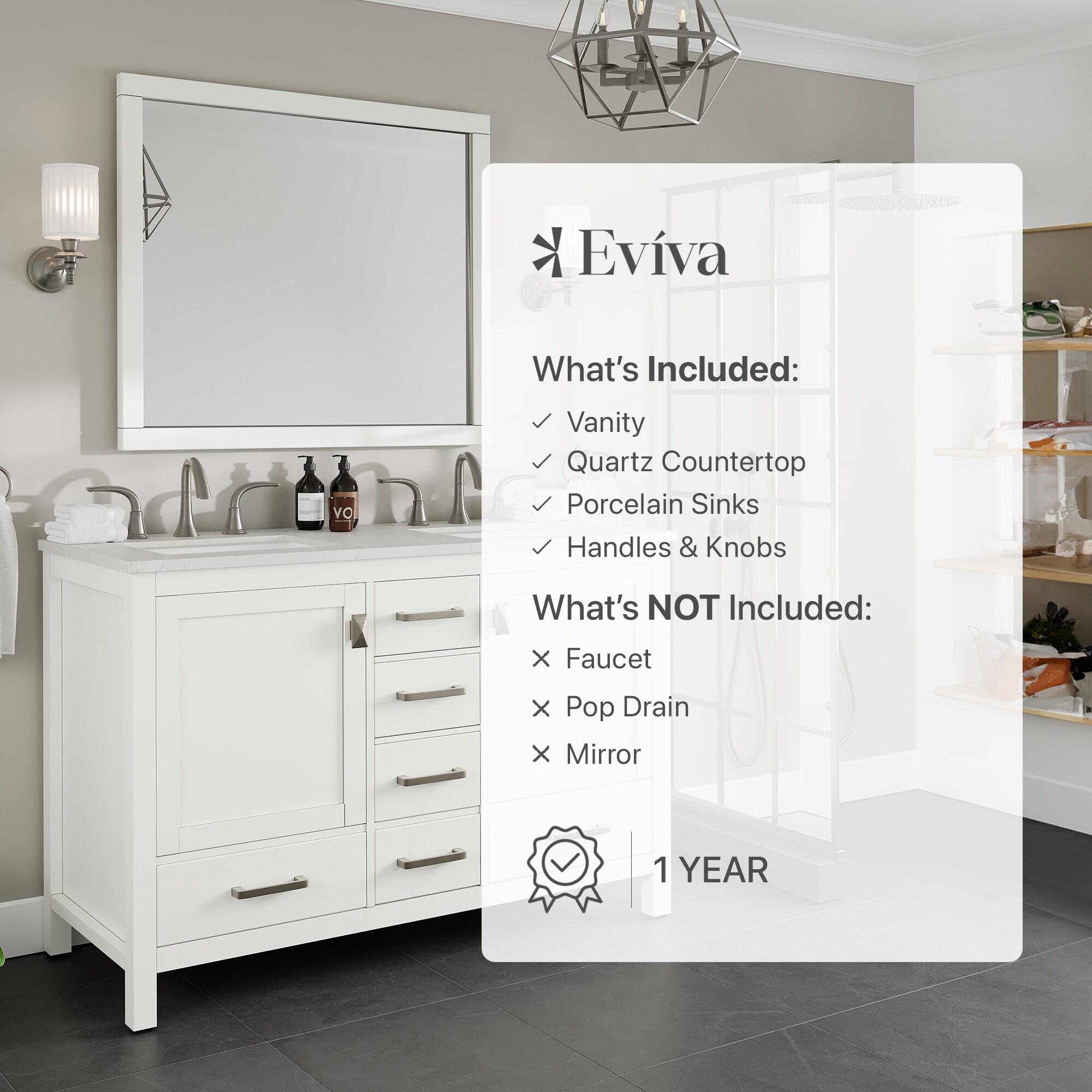 Eviva EVVN412-48WH-DS Bath-Vanity-Combo - View #7