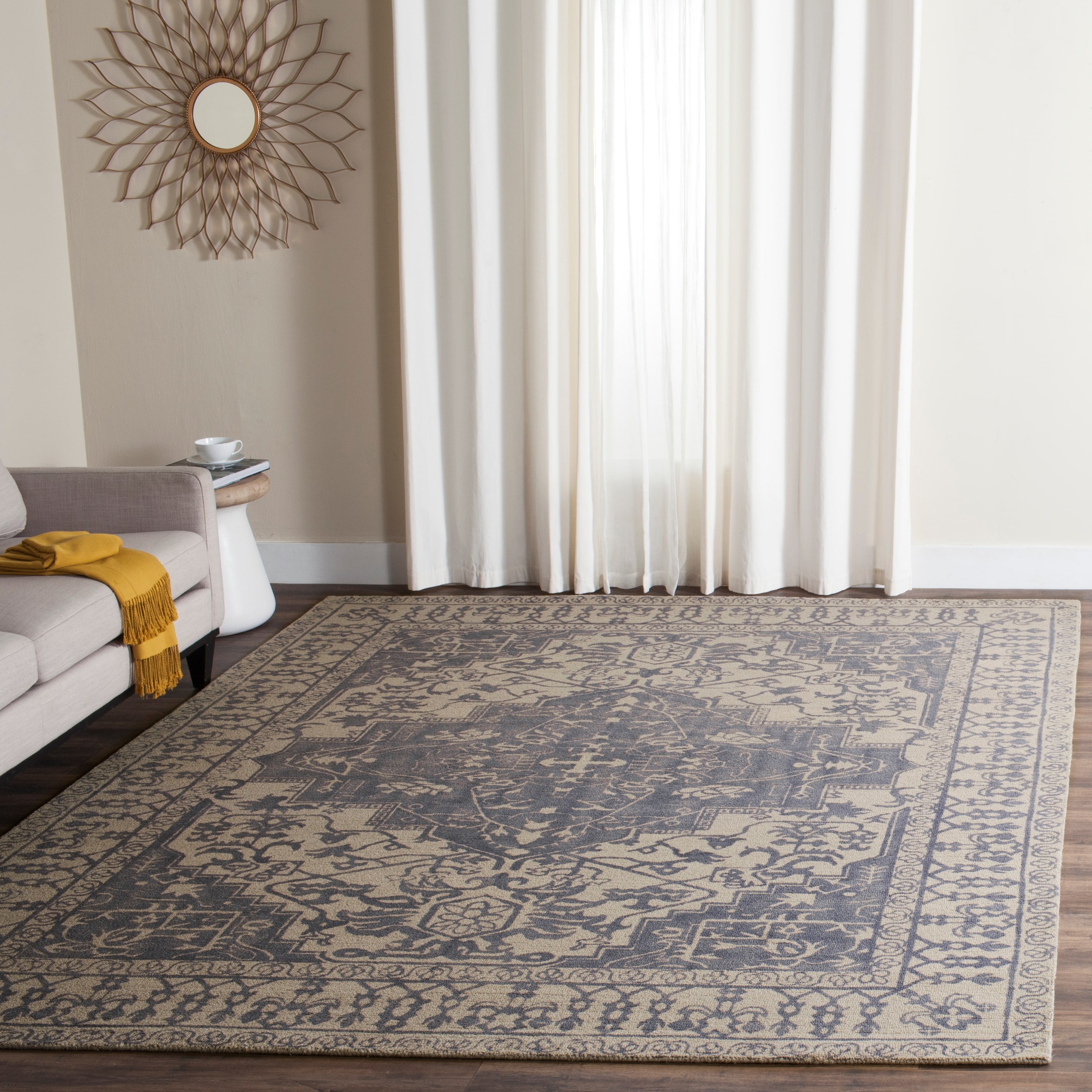 Safavieh RVT421B-10 Restoration Vintage Simperta 10 x 14 (ft) Tufted Wool Blue/Gray Rectangular Indoor Distressed/Overdyed Vintage Area rug