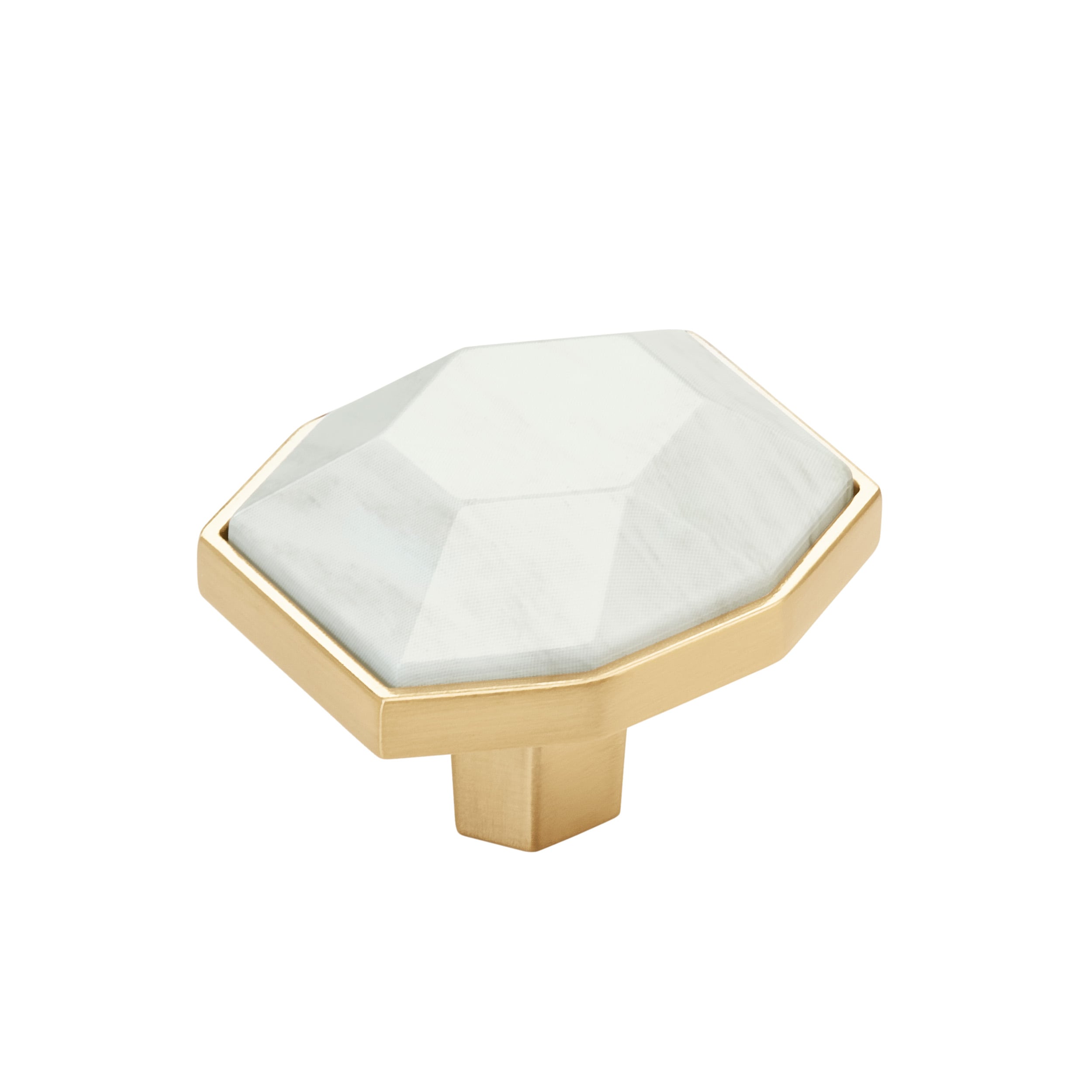 Amerock BP36638MWCZ Carrione 1-5/8-in Marble White/Champagne Bronze Geometric Contemporary Cabinet Knob