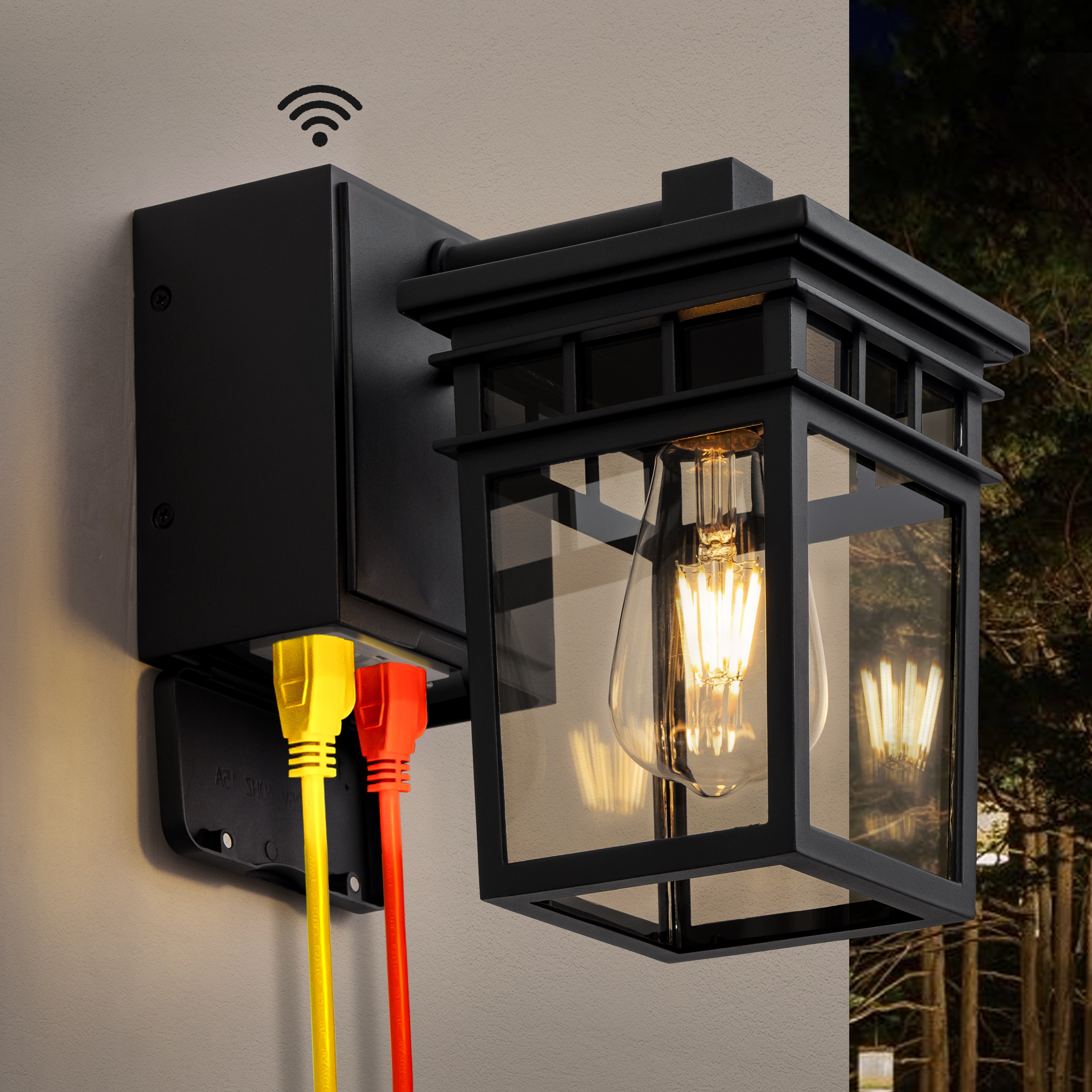 C Cattleya LLA2584-LIN-W 1 -Light 9.75-in H Matte Black Hardwired Dusk to Dawn Outdoor Wall Light