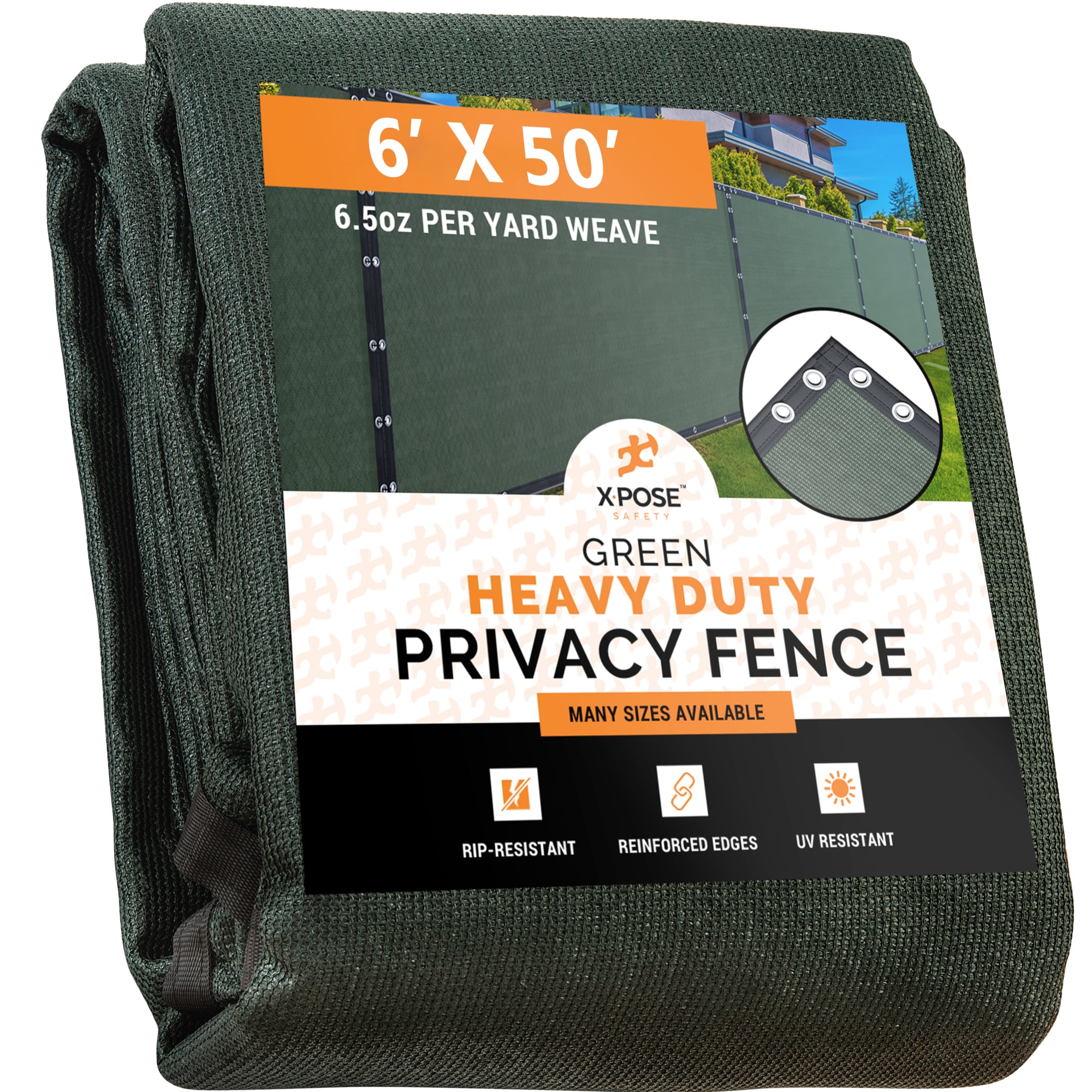 XPOSE SAFETY PS-650G-X Outdoor Fencing Solutions Shade Privacy Products 600-in W x 72-in H Green Polyurethane mesh Outdoor Privacy Screen