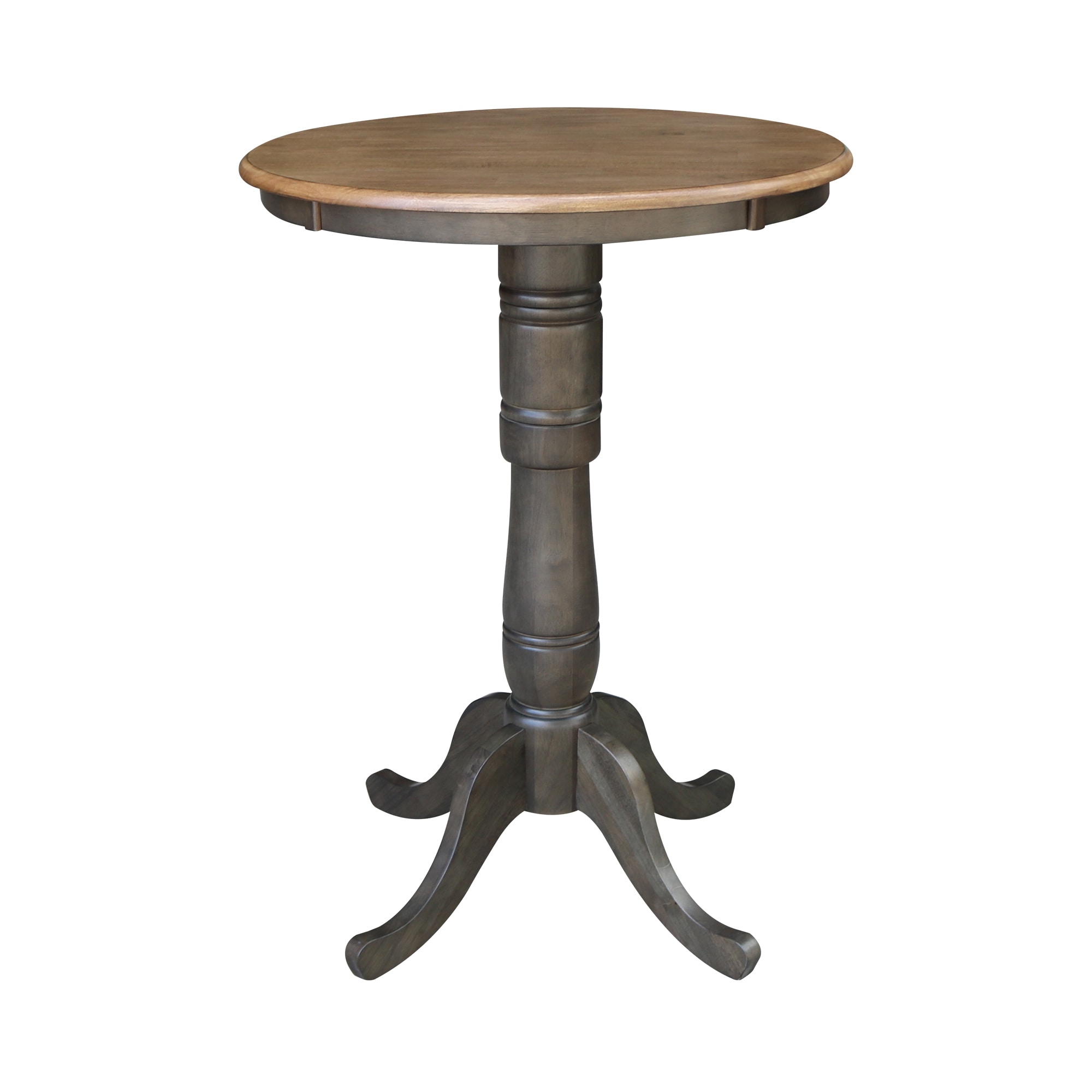 International Concepts K45-30RT-6B-2 Hickory/Washed Coal Round Traditional Bar Table, Wood with Washed Coal Wood Pedestal Base 30-in L x 41.1-in H