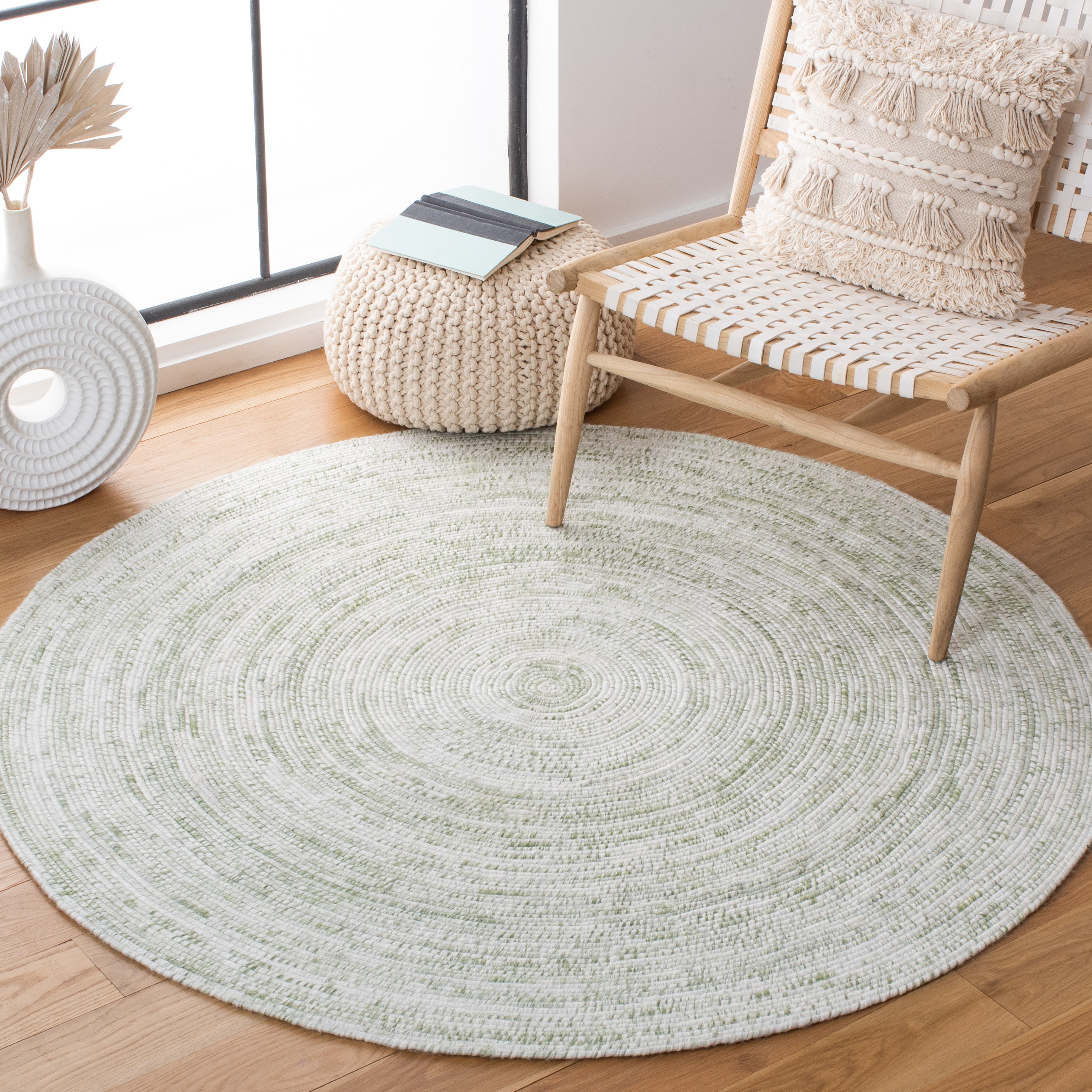 Braided 270Y Ivory Green 4in x 4in Rug