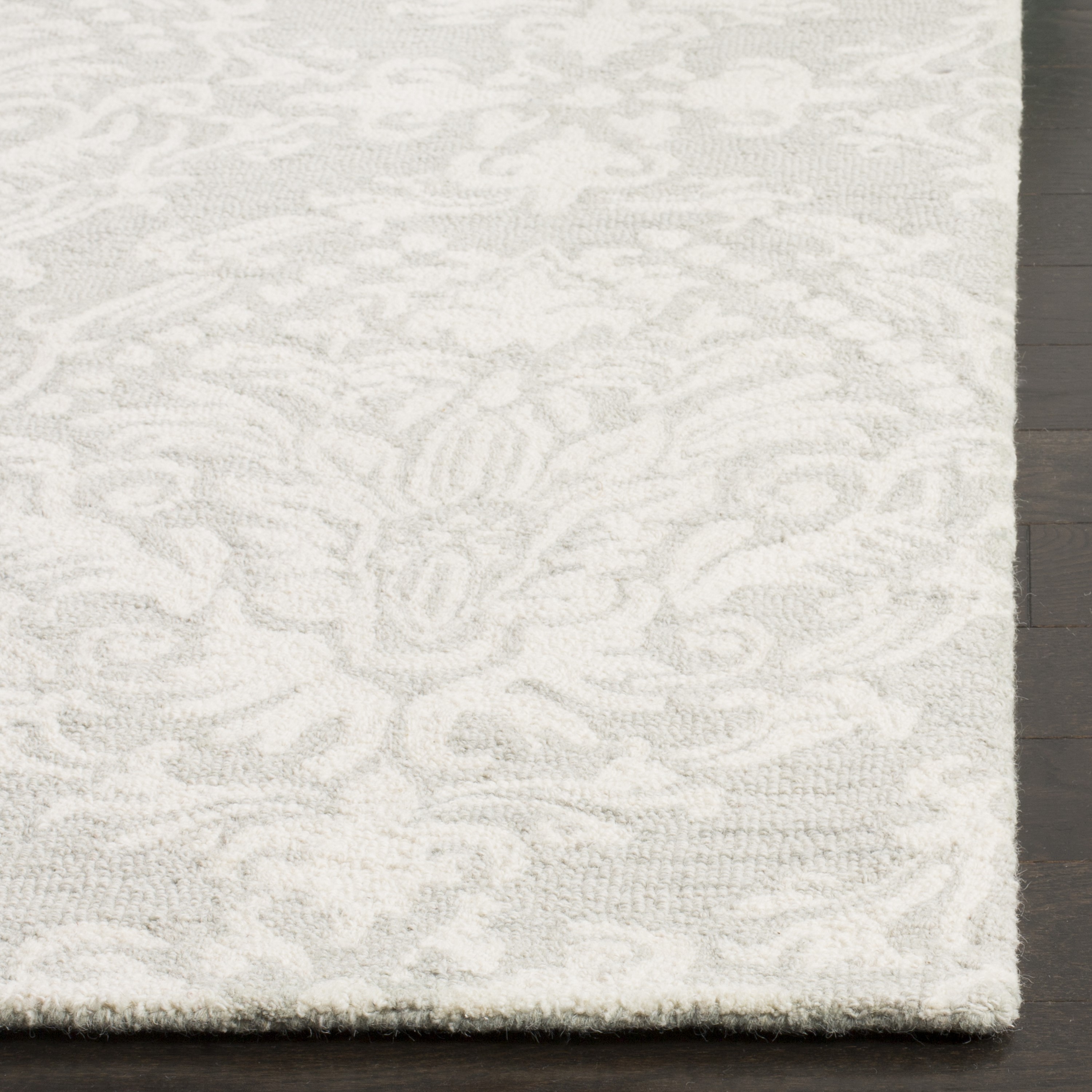 Handmade Sage and Ivory Floral Wool Tufted Runner Rug