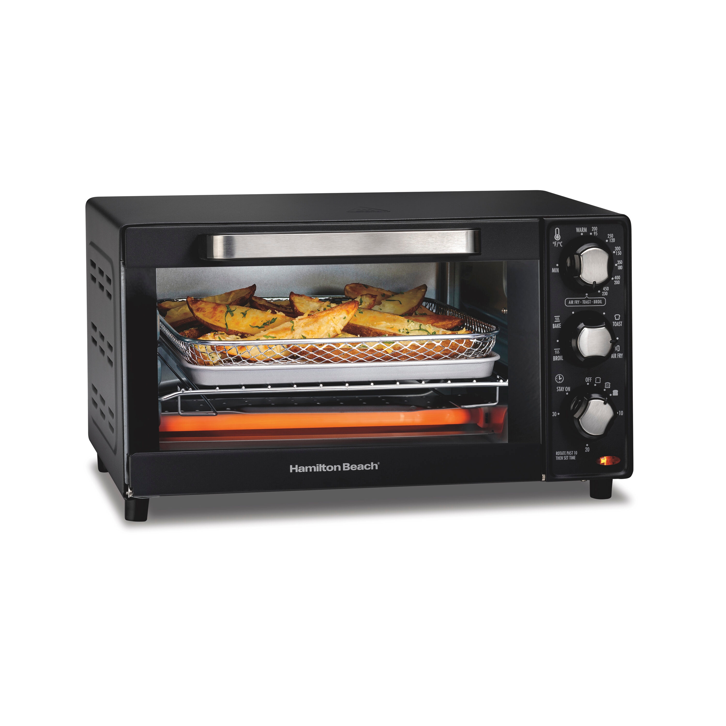 Hamilton Beach Sure-Crisp 4 -Slice Black Convection Toaster Oven Automatic Shut-Off #31404