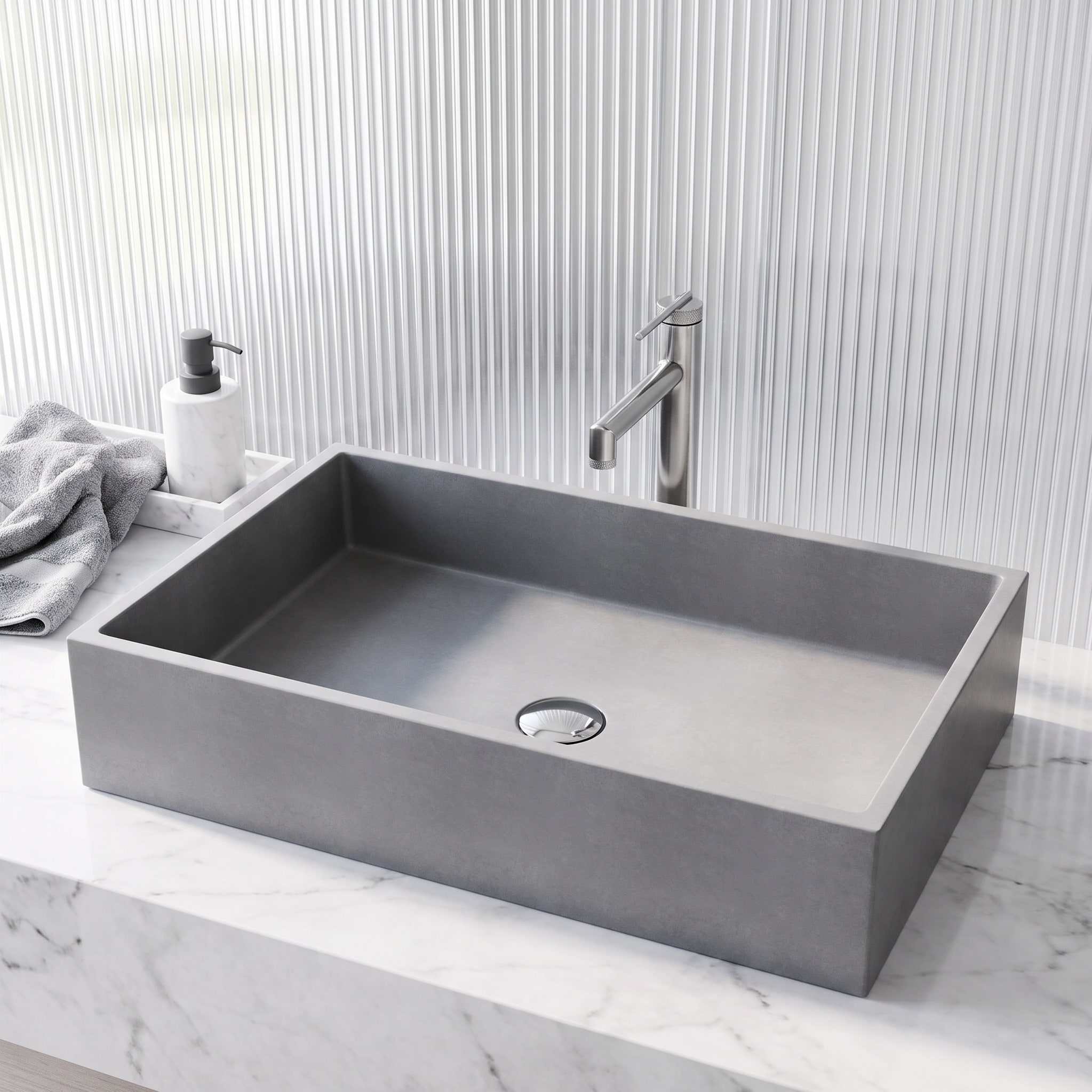 VIGO VIGO Concreto Stone 24 in. Rectangular Bathroom Vessel Sink