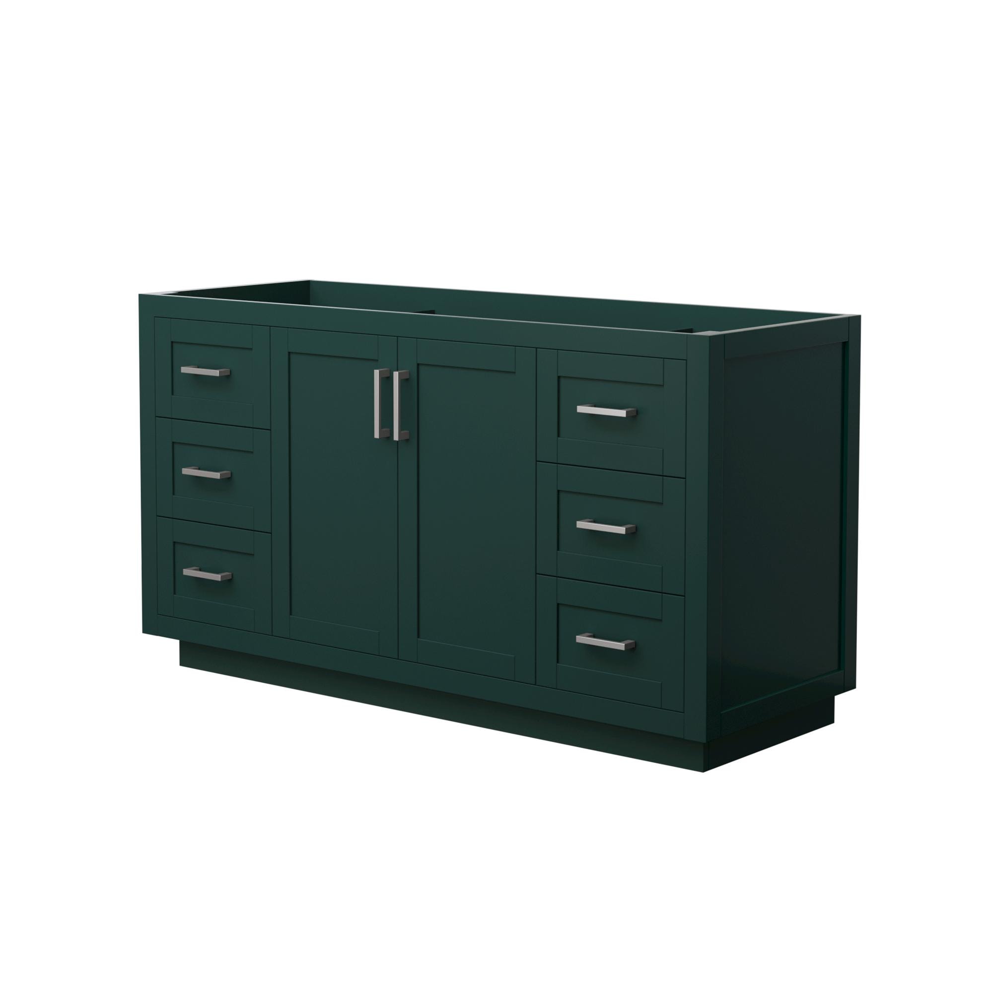 Wyndham Collection WCF292960SGECXSXXMXX Miranda 60-in Green with Brushed Nickel Trim Bathroom Vanity Base Cabinet without Top