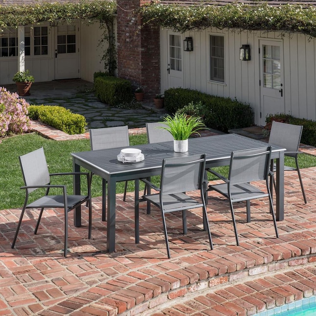 Hanover Dawson 7-Piece Gray Patio Dining Set in the Patio Dining Sets ...