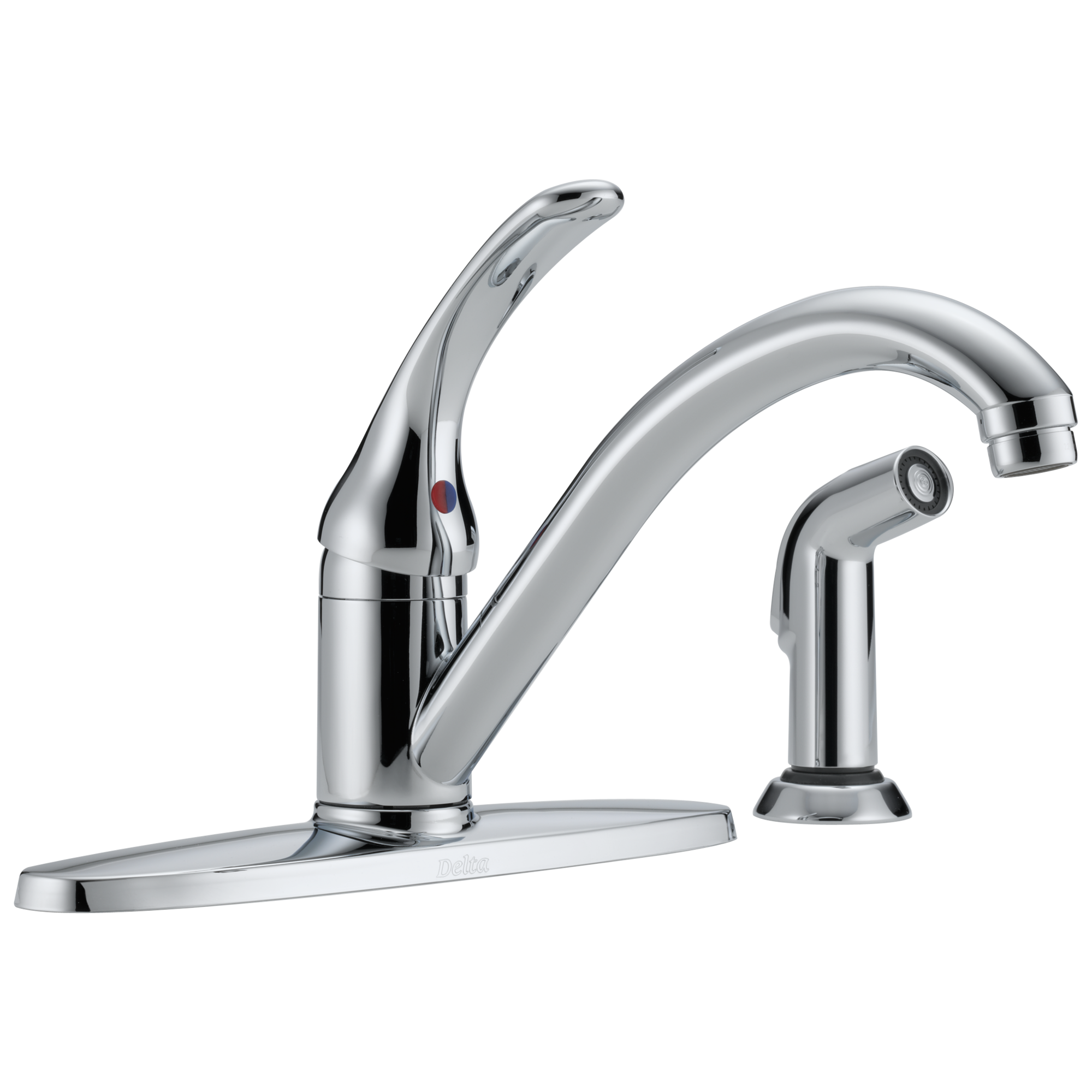 Delta Classic Chrome Single Handle Low-arc Kitchen Faucet (Deck Plate Included)