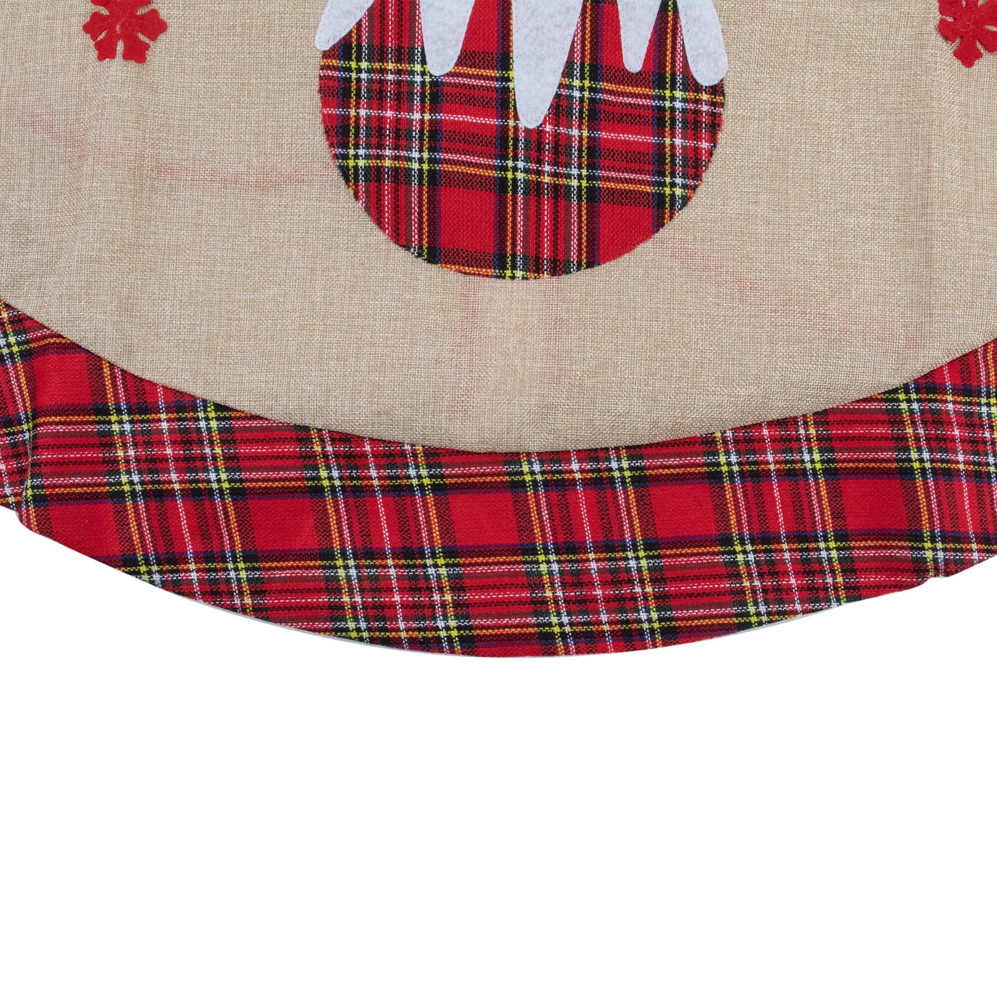 Northlight 48 Inch Off White Burlap Christmas Tree Skirt With Merry Christmas Design And Plaid