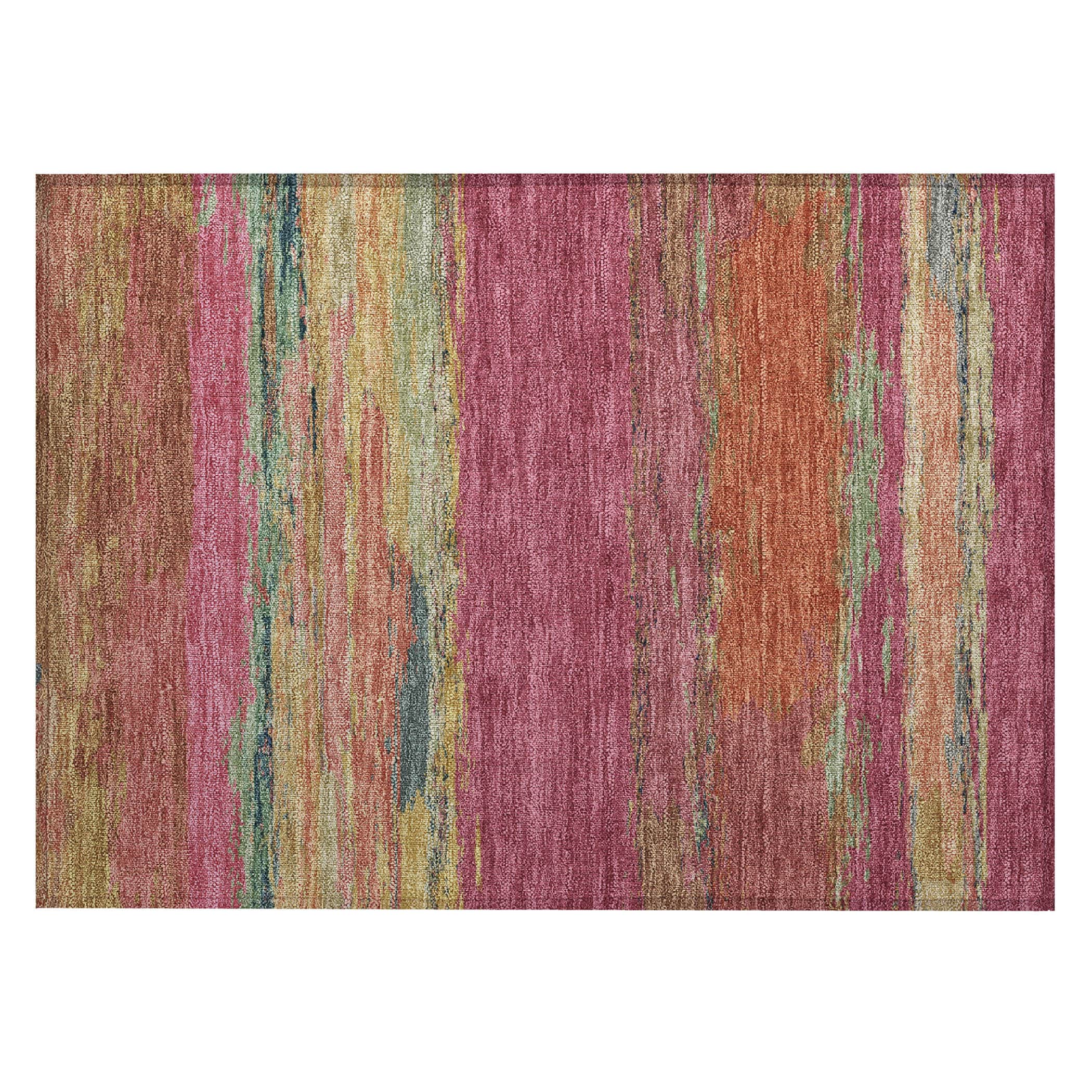 Blush Multicolor Striped Washable Rectangular Doormat