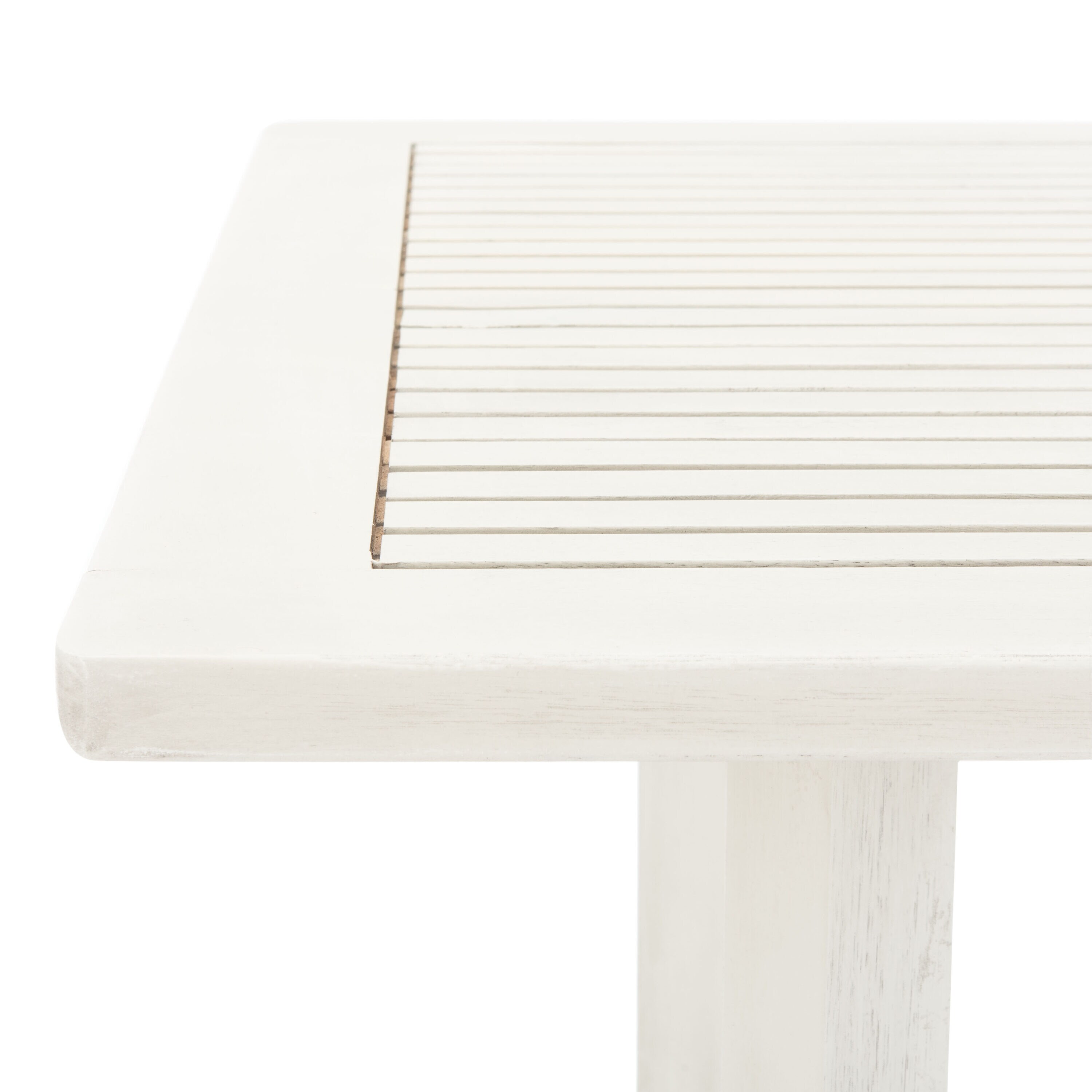 Safavieh PAT7043D Pate 3 -Piece White Bar Height Patio Dining Set Wood Square Table with 2 Off-white Cushions Stationary Chairs
