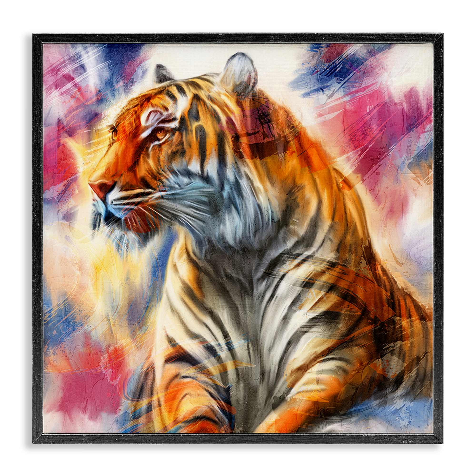 Stupell Industries BS-085-FR-17X17 Fierce and Elegant Tiger Black Framed Giclee Art By Kim Allen 17 x 17