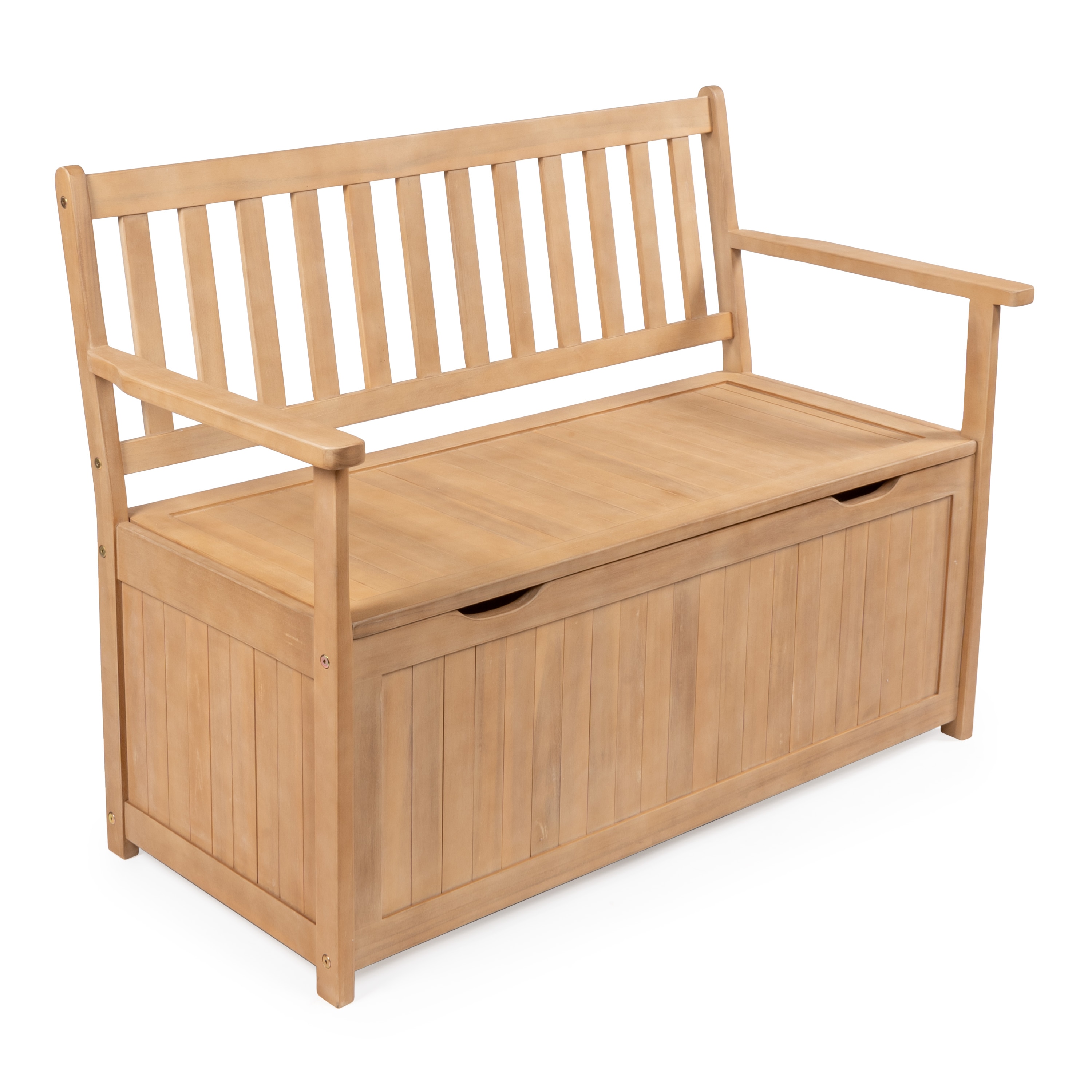 happimess STB1000A Sophie Traditional Farmhouse Lift-Top 42-Gallon Light Teak Matte Finish Wood Deck Box