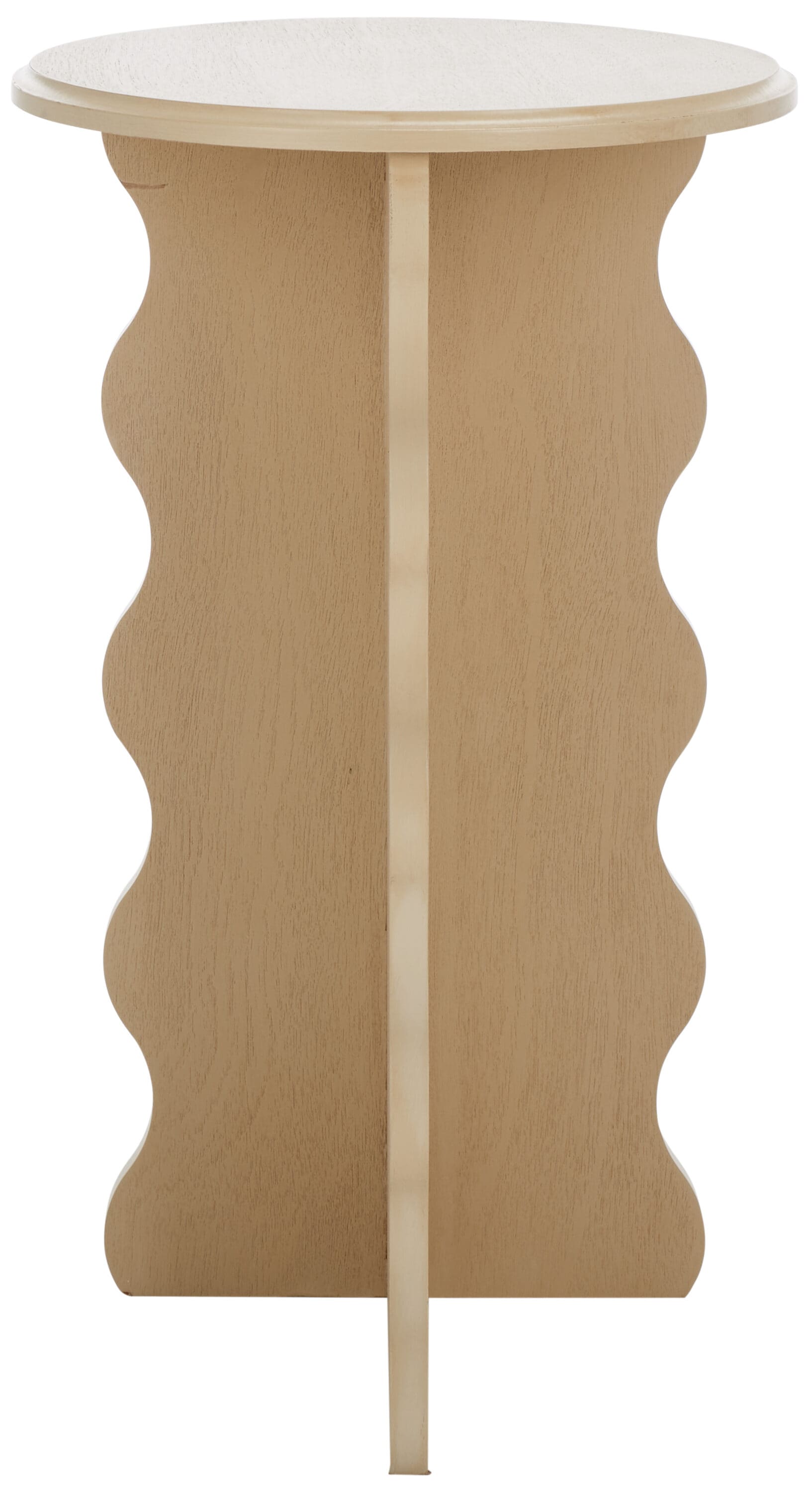 Natural Wood Round Wavy Accent Table, 15" x 22"