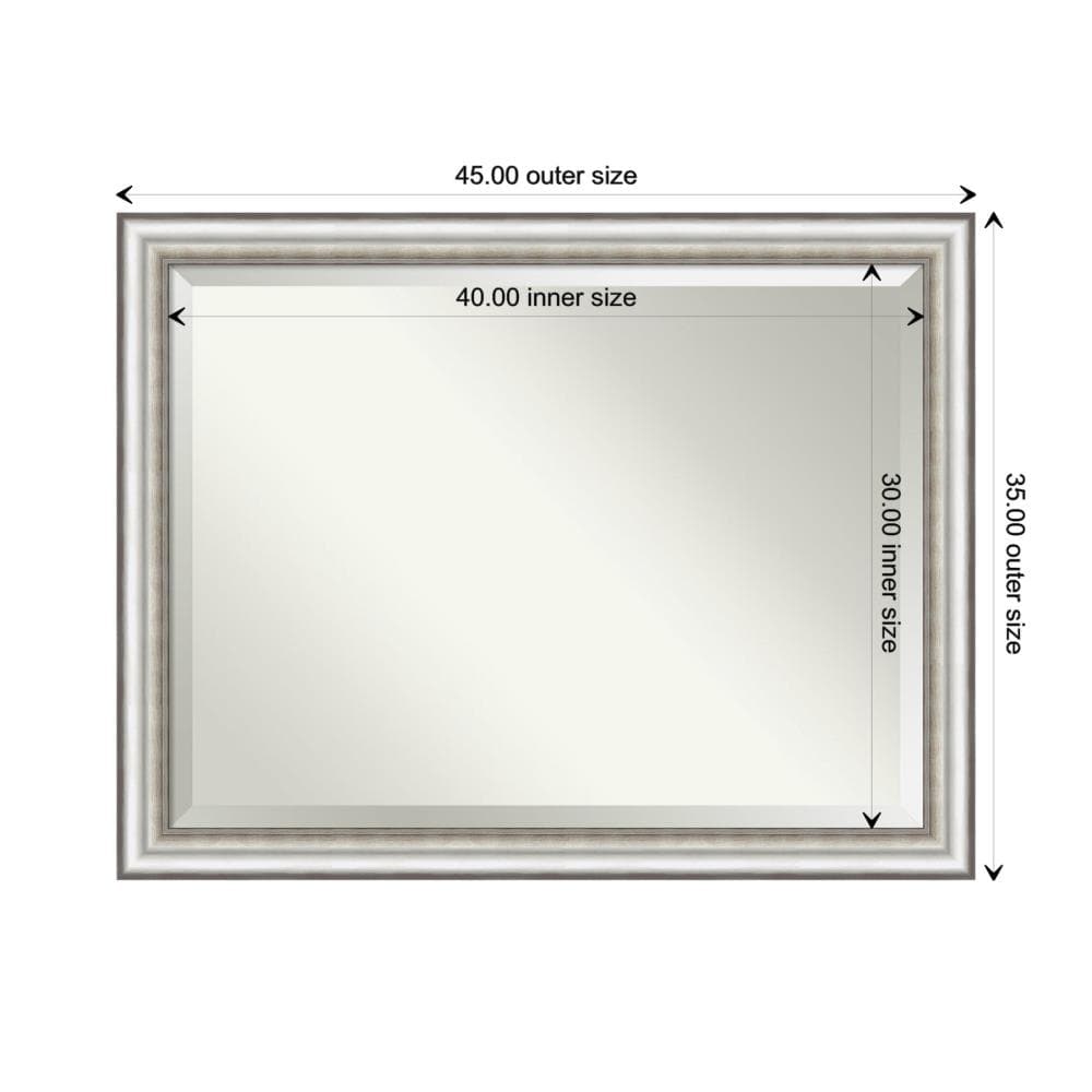 45" x 35" Silver Beveled Rectangular Wall Mirror