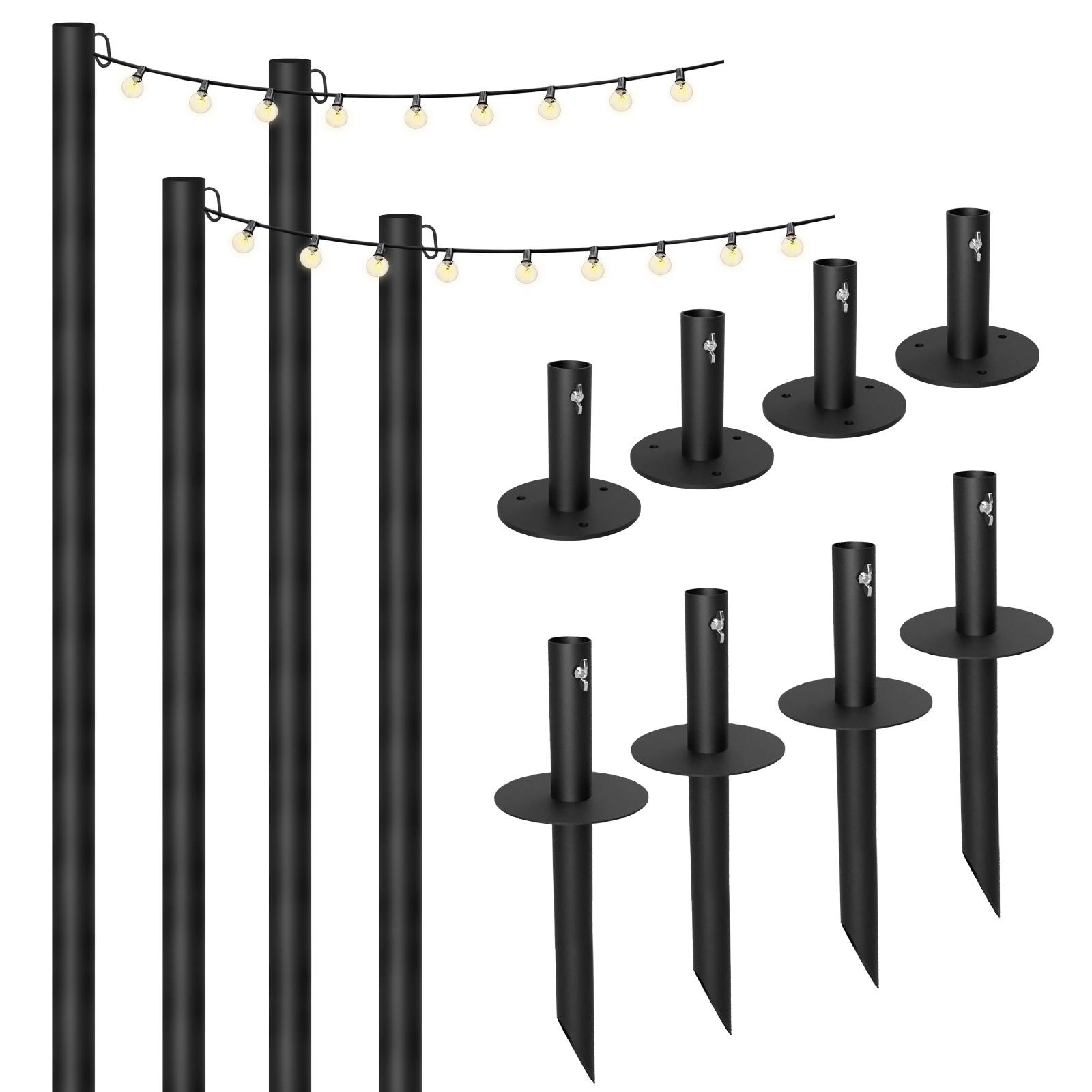 Allsop 9.5' Heavy-Duty String Light Pole Stand with Freestanding