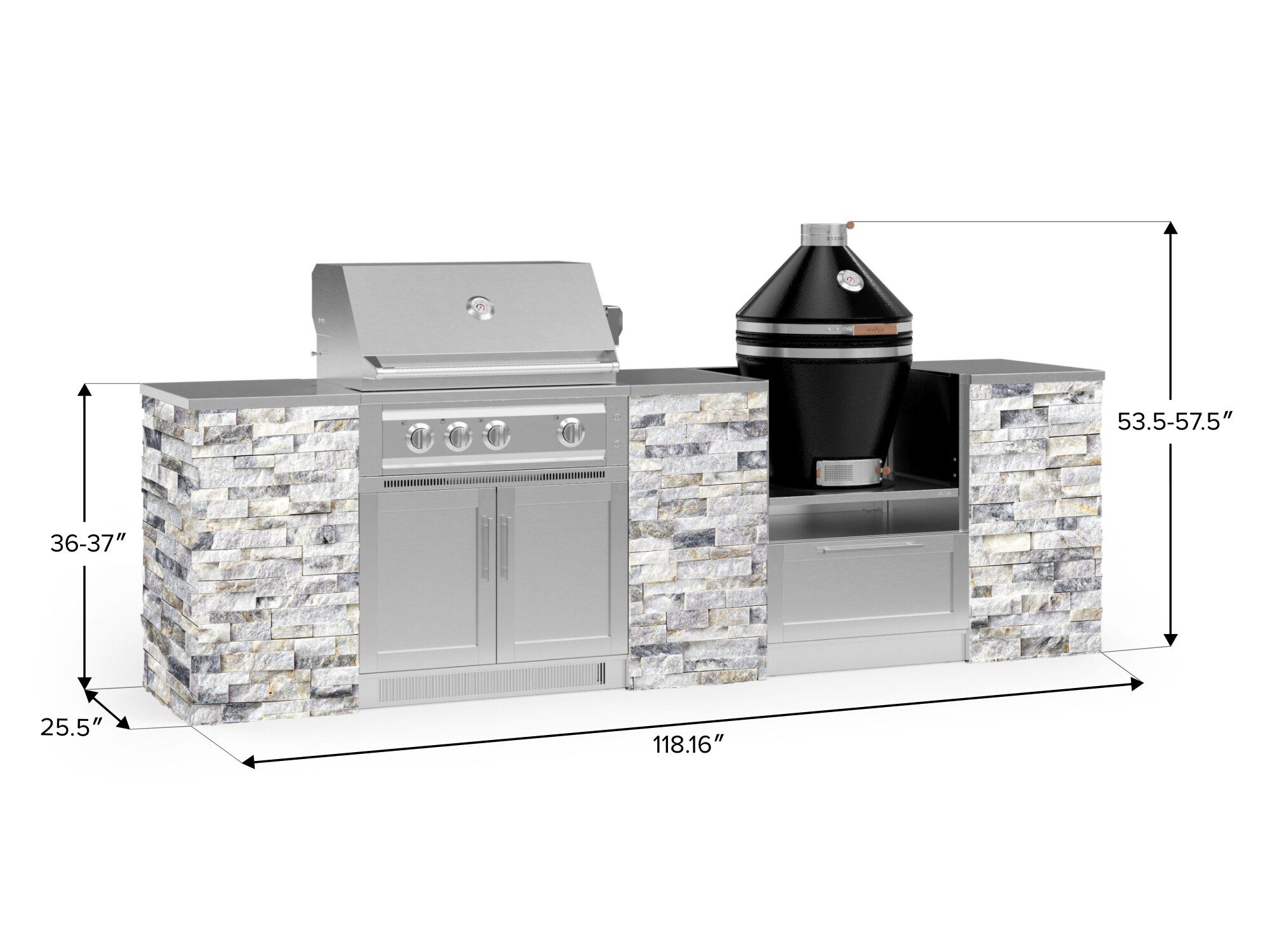 NewAge Products Outdoor Kitchen Signature Series 6 Piece Cabinet Set with  33 in. Natural Gas Platinum Grill