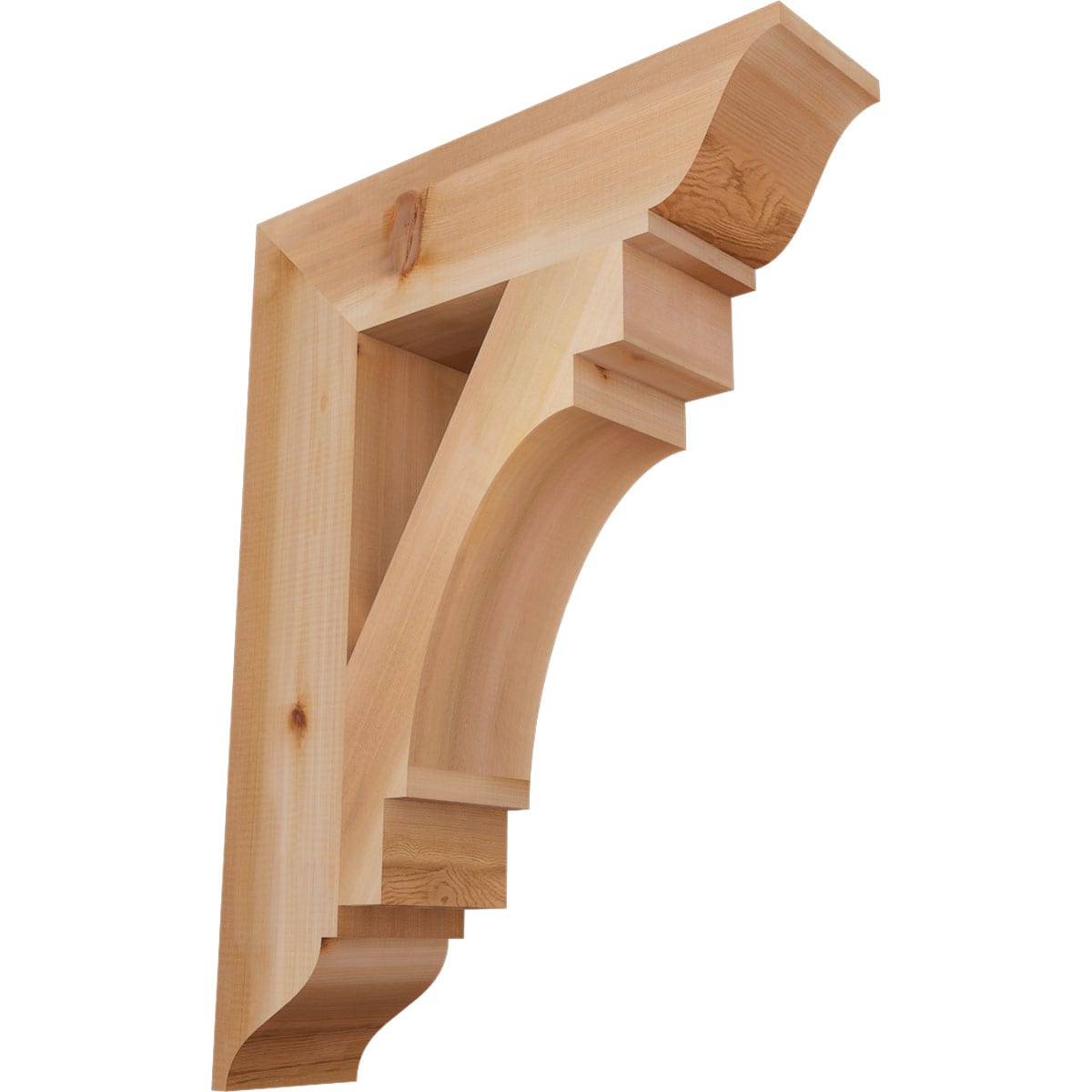 Ekena Millwork BKT06X24X32MRC01SWR Merced traditional smooth 5-1/2-in x 24-in x 32-in Western red cedar Brown Wood Standard bracket