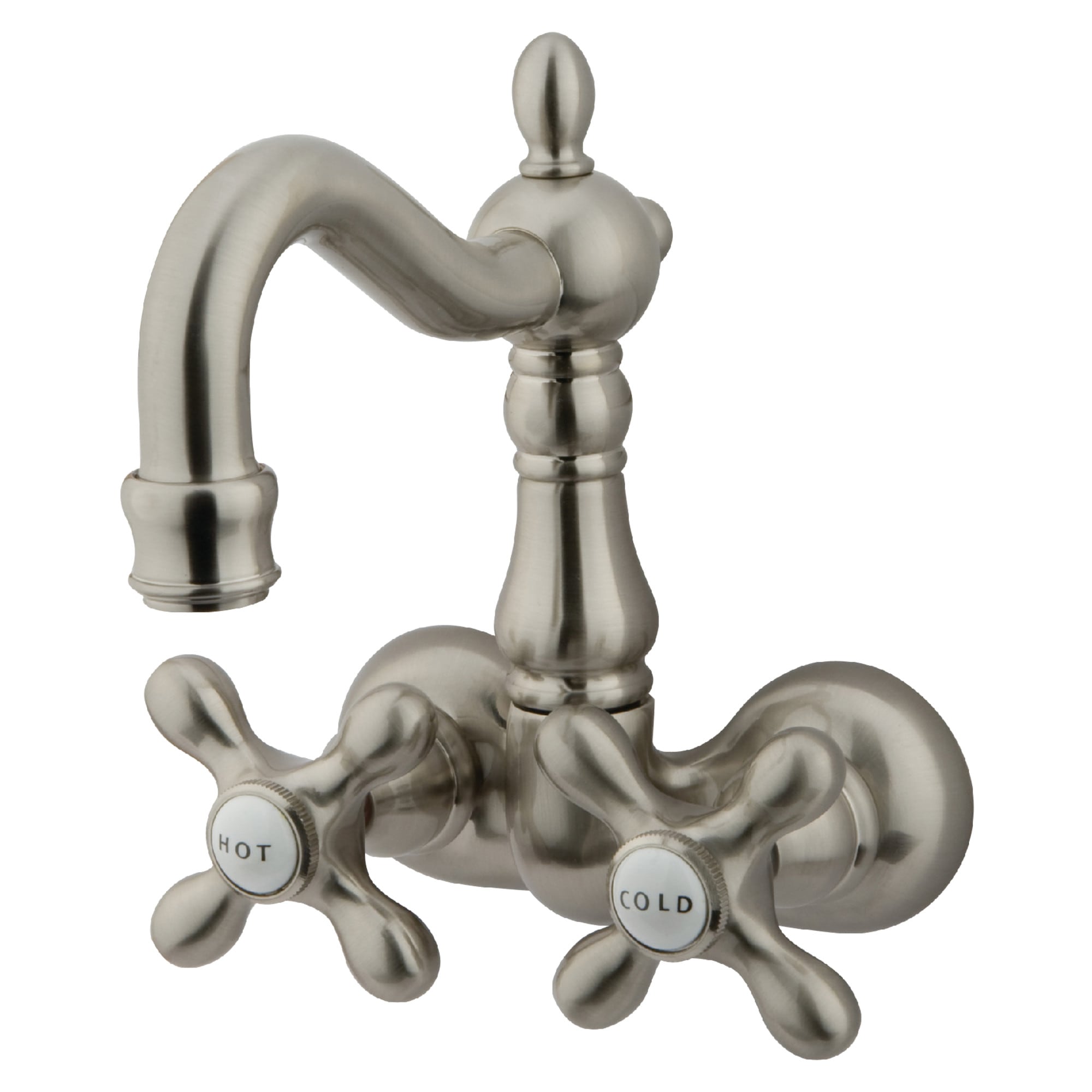Kingston Brass WLCC1077T8 Vintage Brushed nickel 2-handle Wall-mount High-arc Bathtub Faucet ( Valve Included )