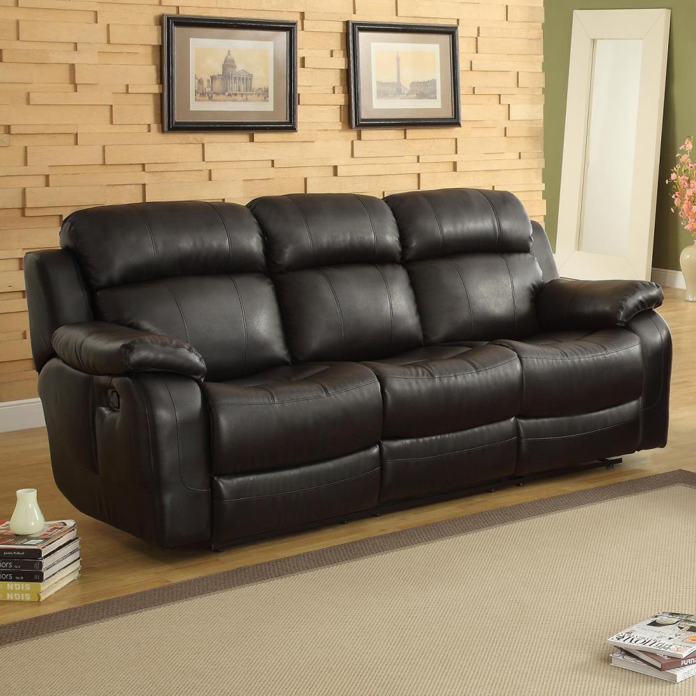 Homelegance Marille 88-in Casual Black Faux Leather 3-seater Reclining ...