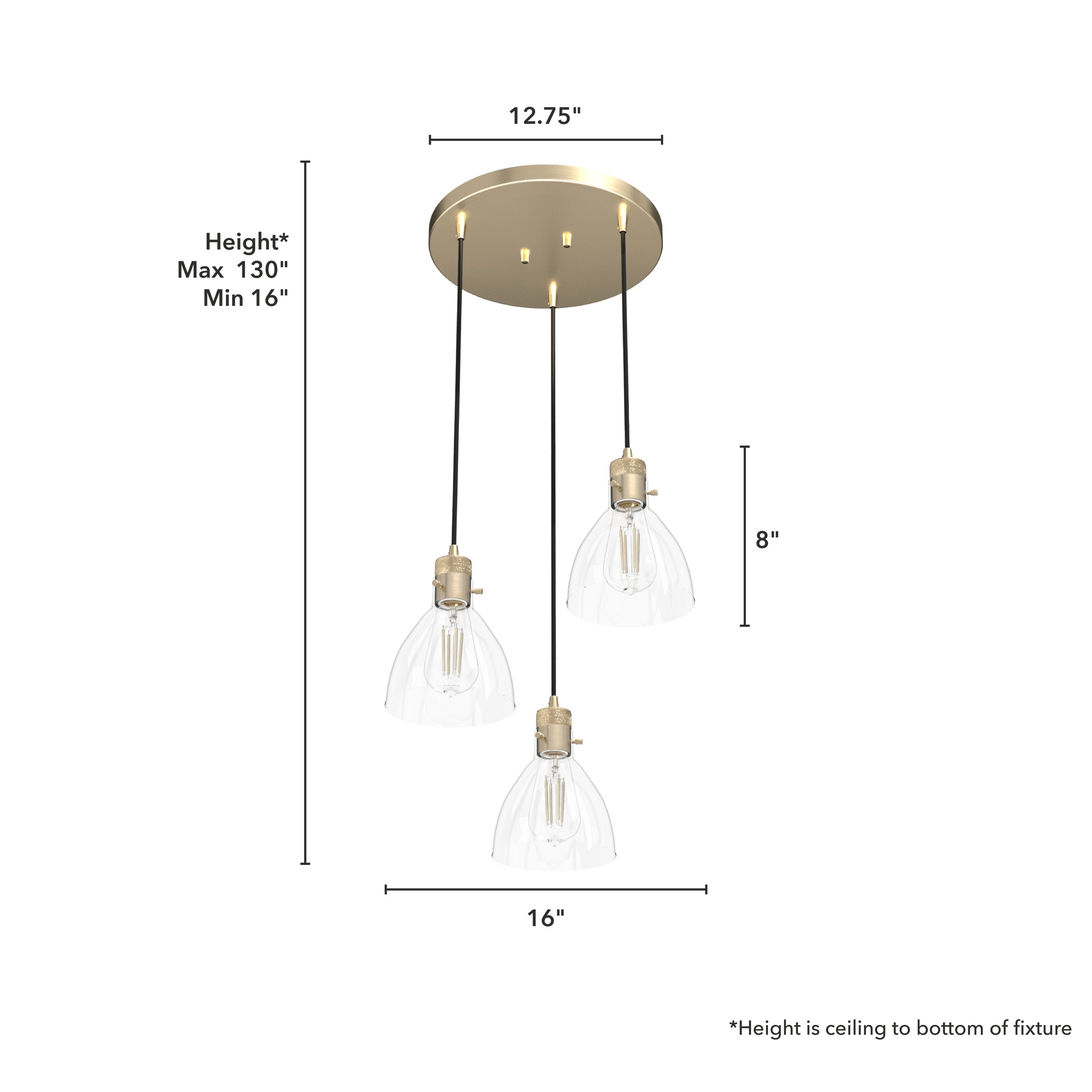 Hunter Van Nuys 3-Light Alturas Gold Transitional Crystal LED ...