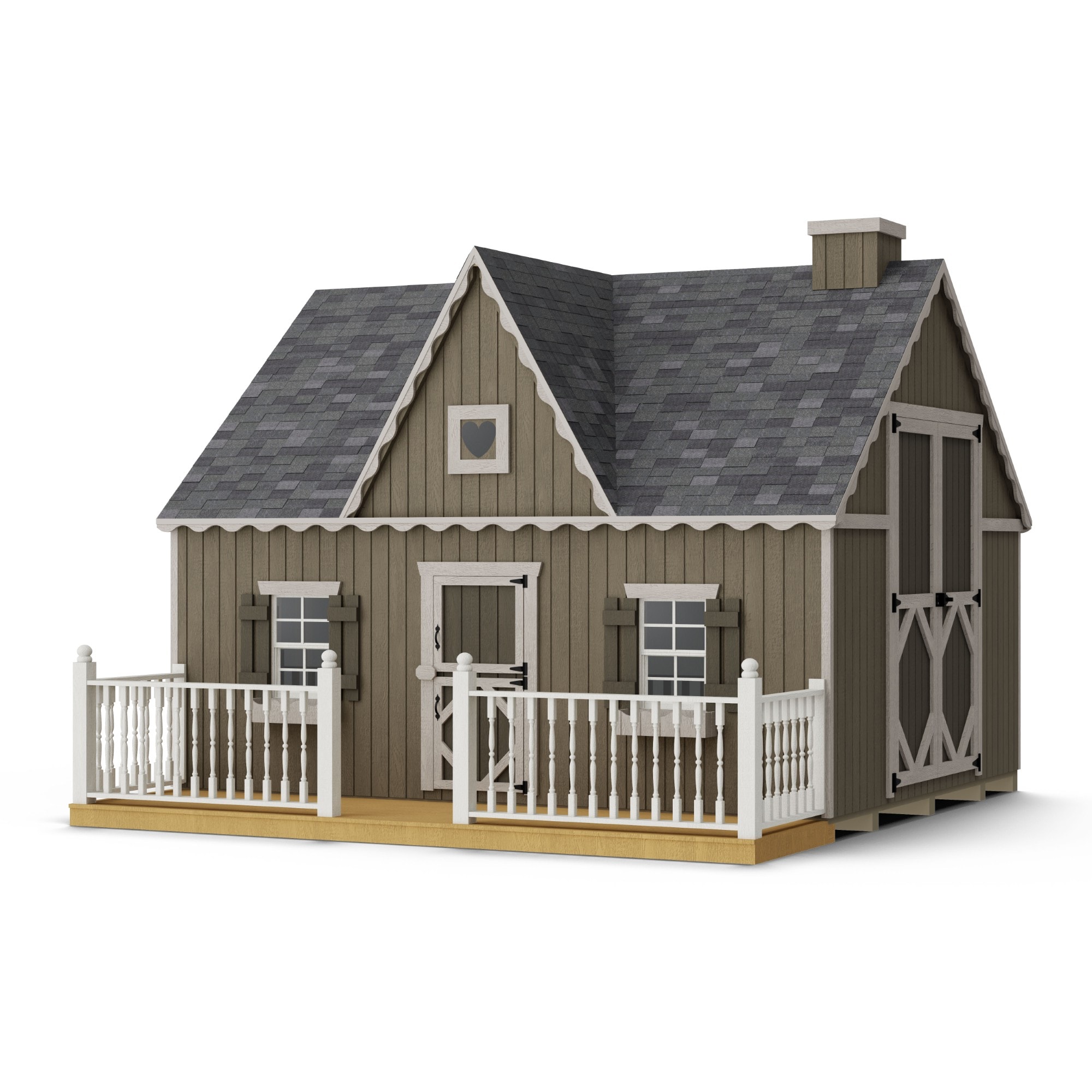 Little Cottage Co 10X12 VP-PNK-FK-DR 10x12 Victorian Playhouse with Deck and Rail Outdoor Wood Playhouse