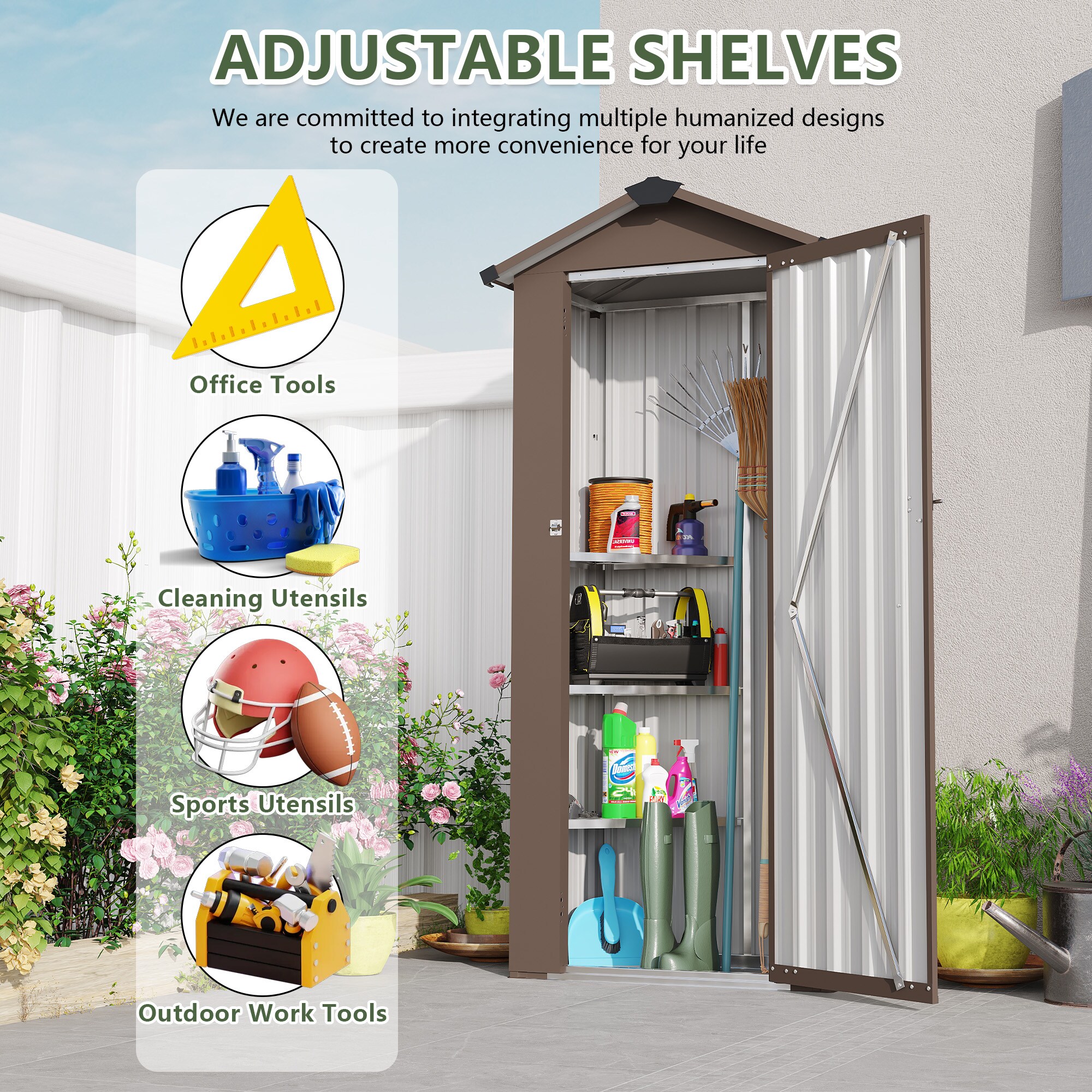 WELLFOR OUZ68749WH-RE Metal-Storage-Buildings-Sheds - View #7