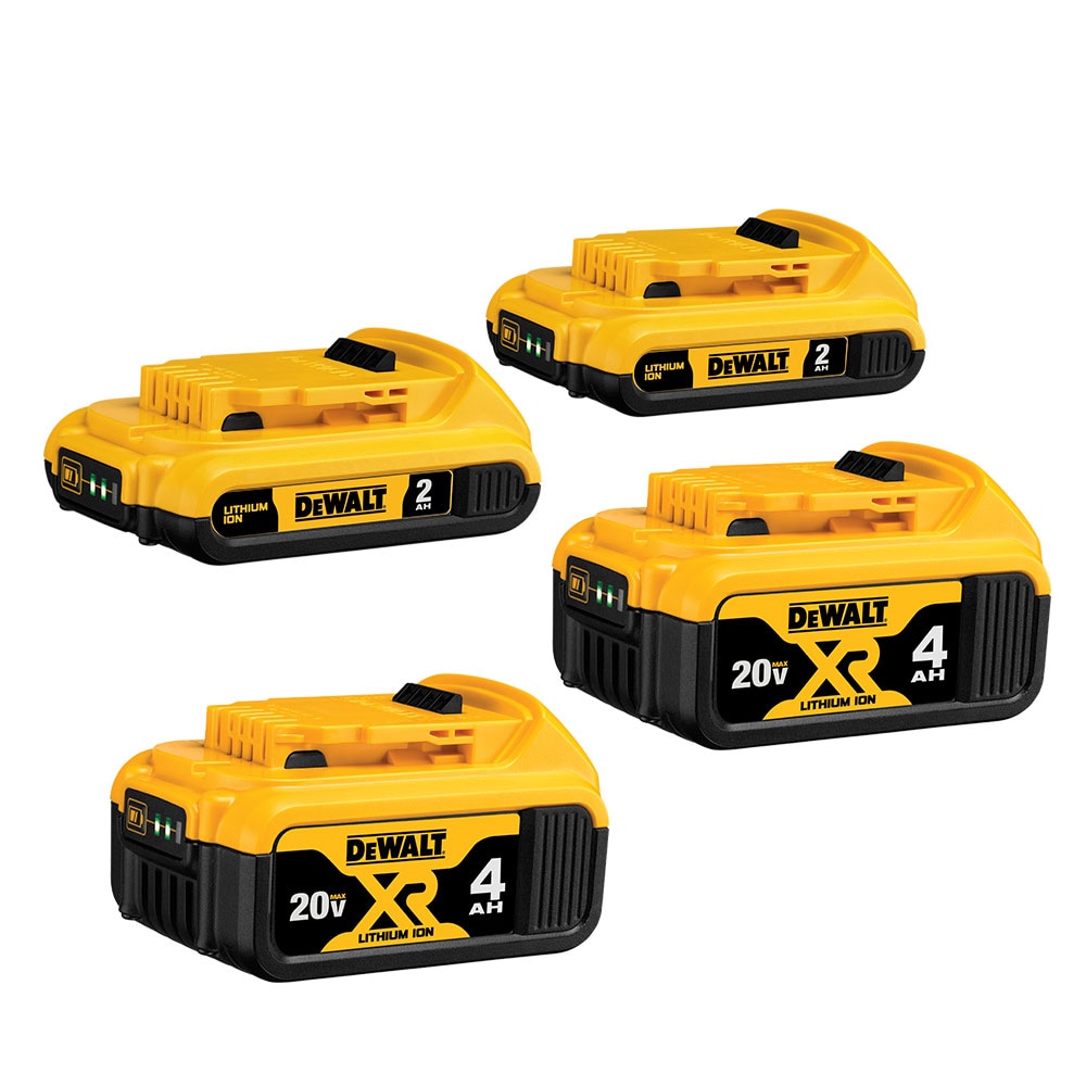 Proficiat vergaan geloof DEWALT 20-Volt 4-Pack 2 Amp-Hour; 4 Amp-Hour Lithium Power Tool Battery in  the Power Tool Batteries & Chargers department at Lowes.com