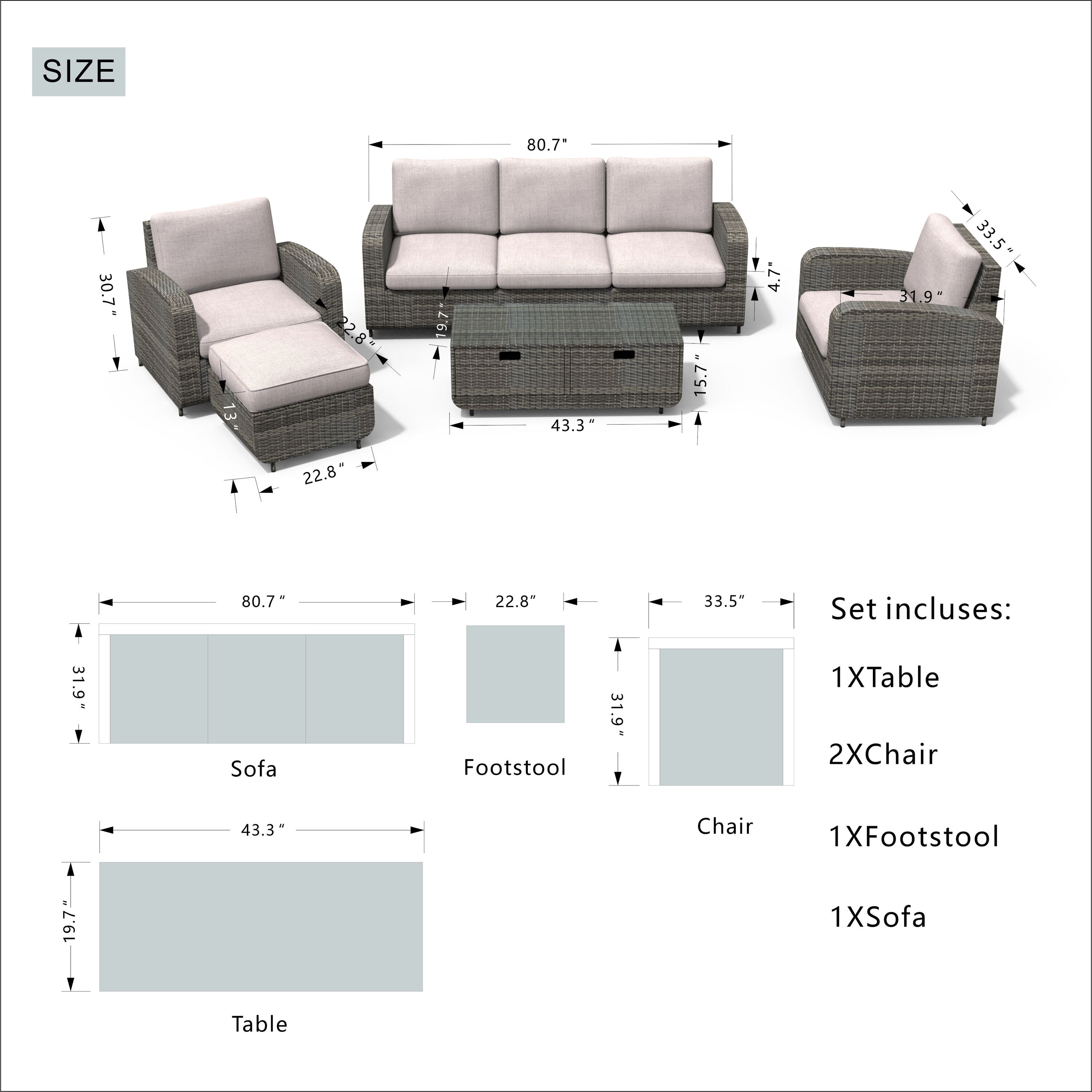 Moda Furnishings CMAS-1515-GR Patio-Conversation-Sets - View #2