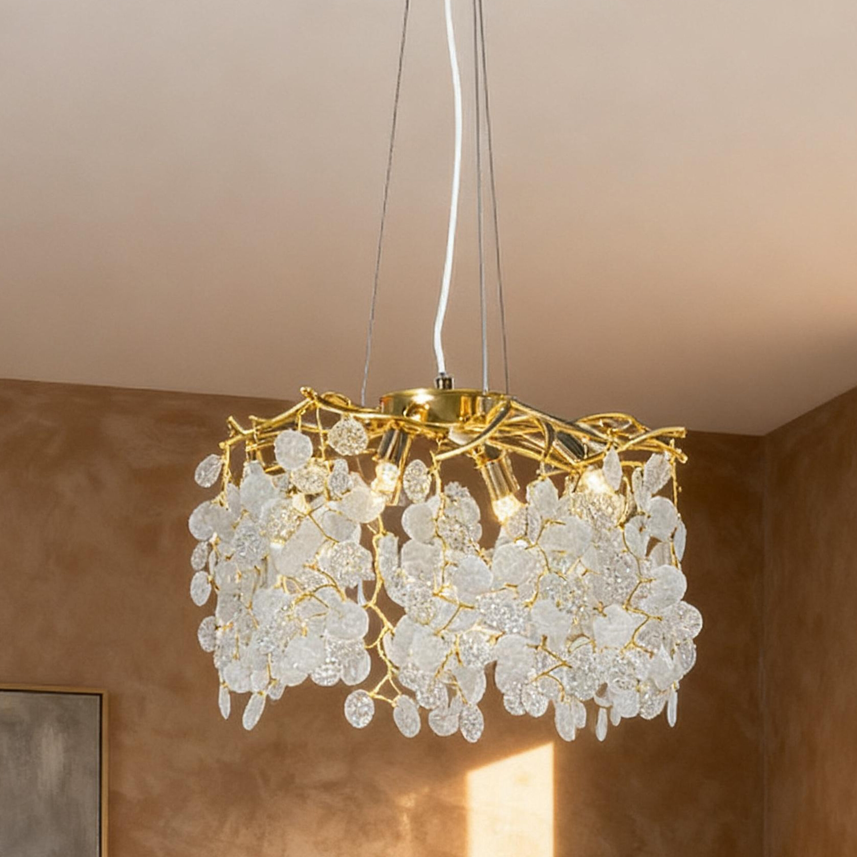 EFPERFECT Mid-century Modern 4 - Light Dimmable Crystal Chandelier With Led Lights