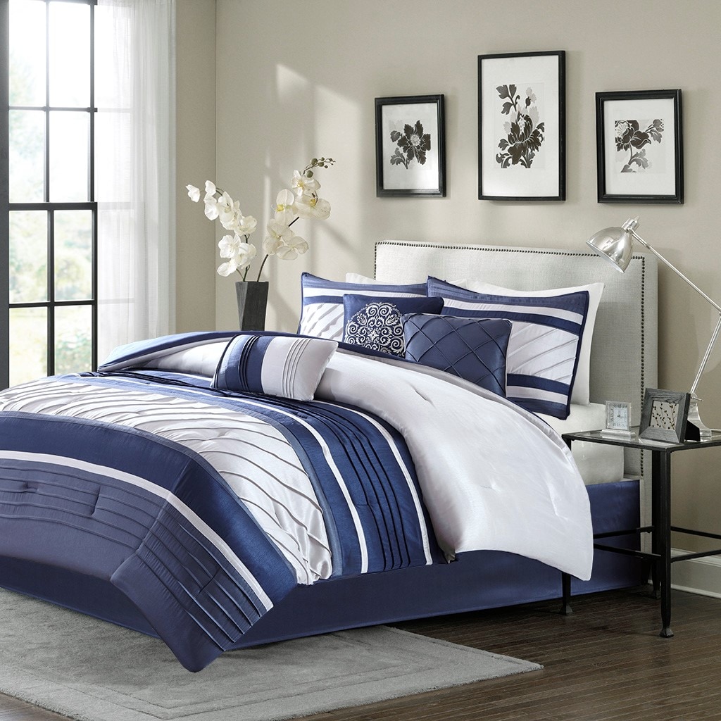 Tinyhomie 7 Piece Comforter Set Navy Cal King