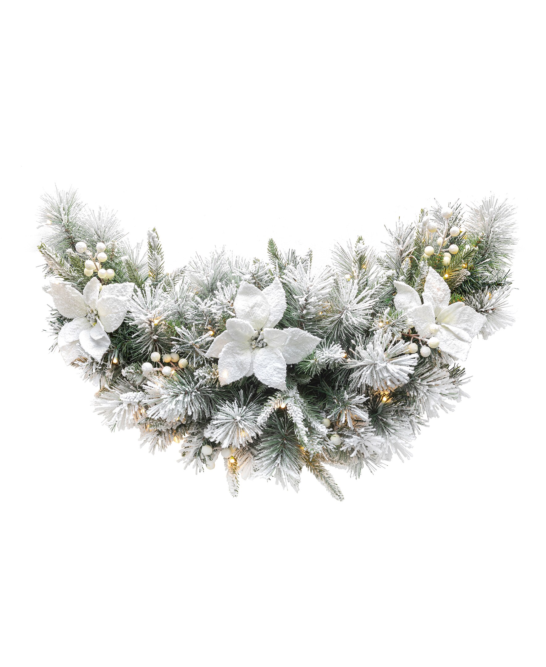 Glitzhome 2014600180 Indoor Pre-lit Battery-operated 3-Feet Pine Artificial Swag Garland with White LED Lights