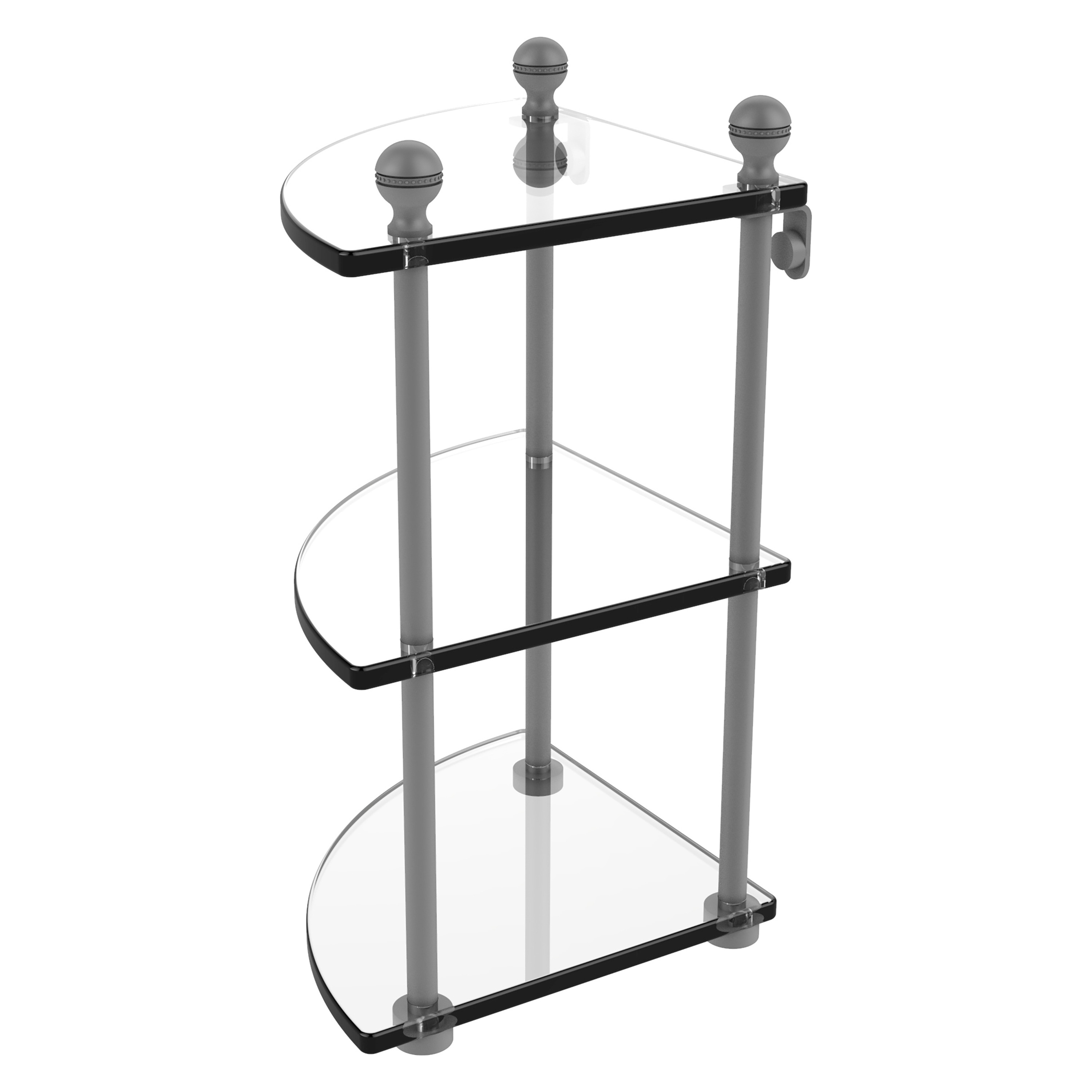 Allied Brass MA-6-GYM Mambo Matte Gray 3 -Tier Wall mount Corner Bathroom Shelf ( 8-in x 15-in x 8-in )