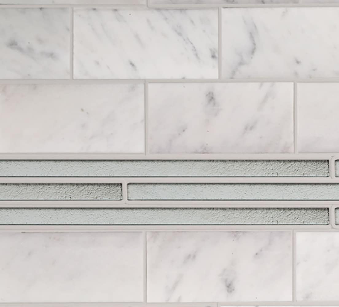 Elida Ceramica Silver 12-in x 12-in Glass Pencil Liner Tile