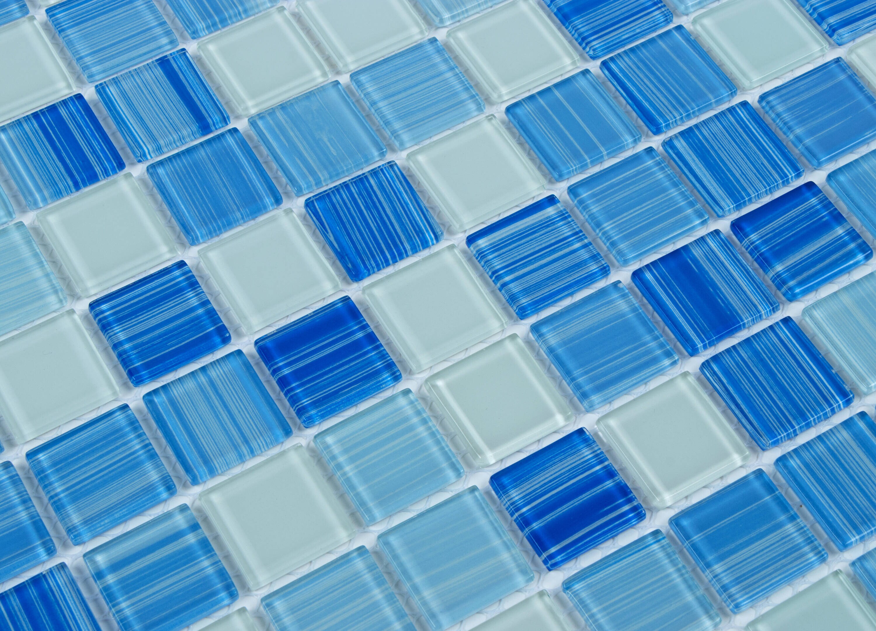 WS Tiles Swimming Pool Series Shades of Blue 12-in x 12-in Polished Glass Uniform Squares and Wall Tile (22-sq. ft/ Carton)
