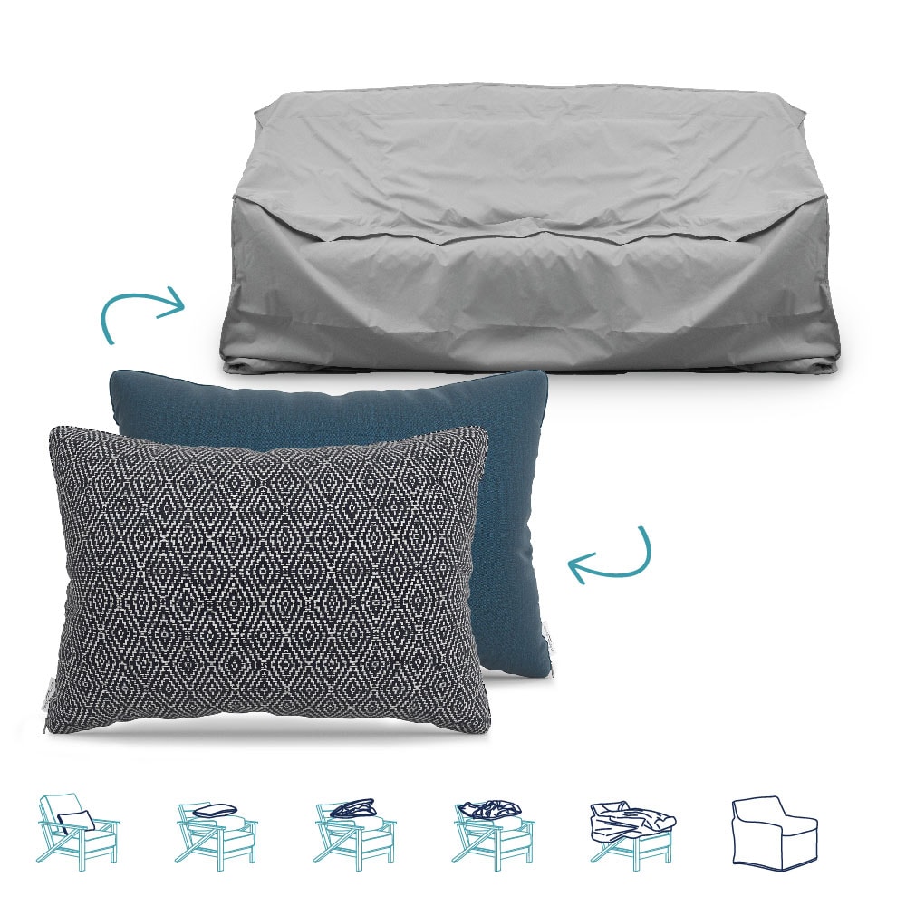 Pillow-to-Cover FH-P2C-SFL-CAPTWLT Navy Polyester Patio Furniture Cover For Sofa