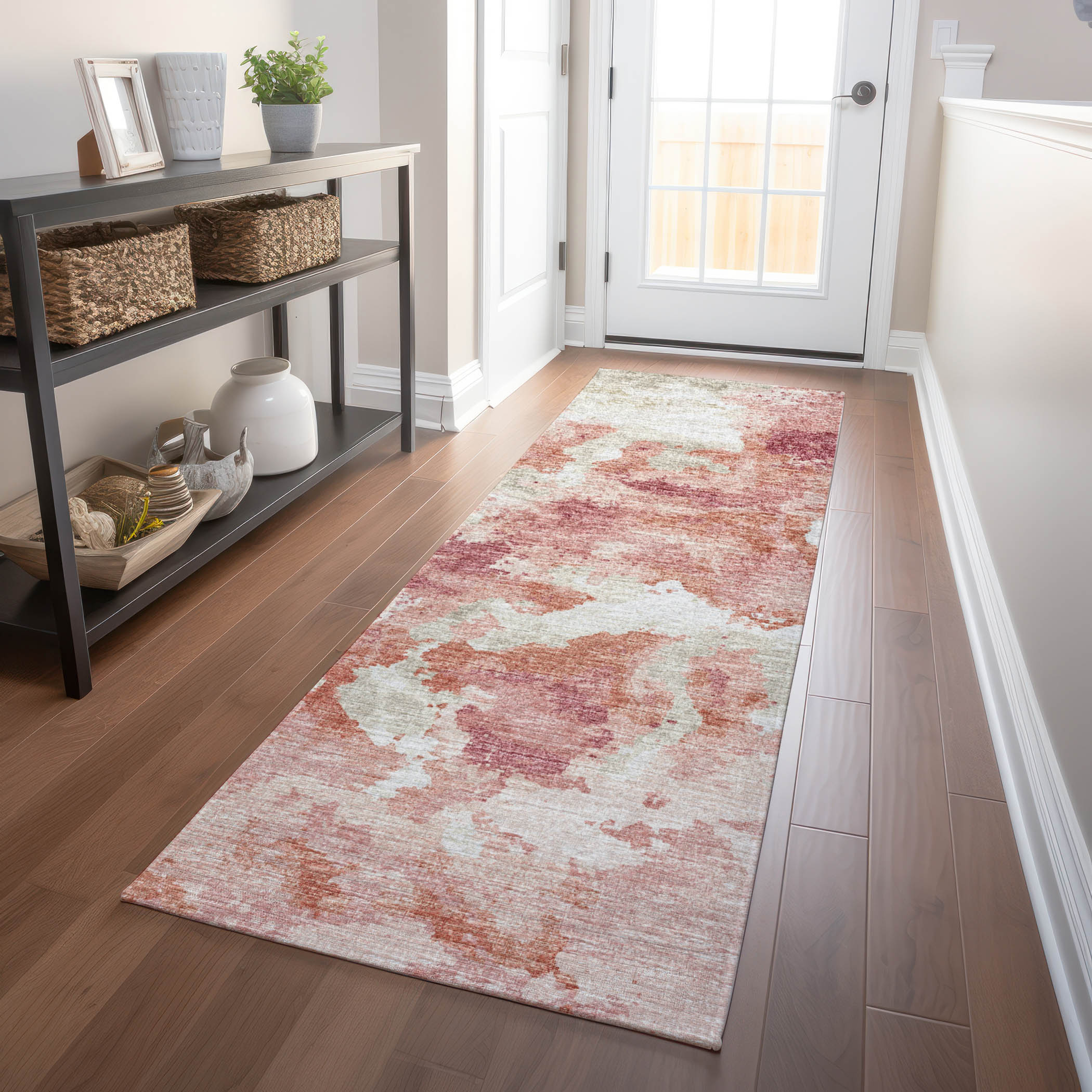 Addison Rugs AMF67PI2X8 Mayfield AMF67PI 2 x 7 (ft) Loomed Polyester Pink Rectangular Indoor Abstract Machine washable Runner rug
