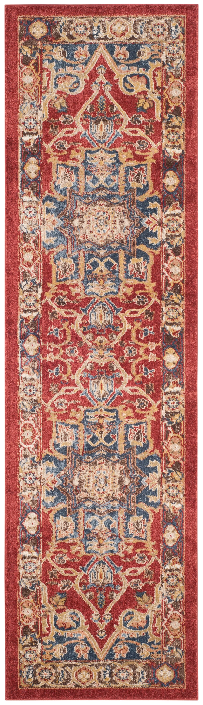 Handmade Red Synthetic Stain-Resistant Runner Rug, 2'3" x 12'