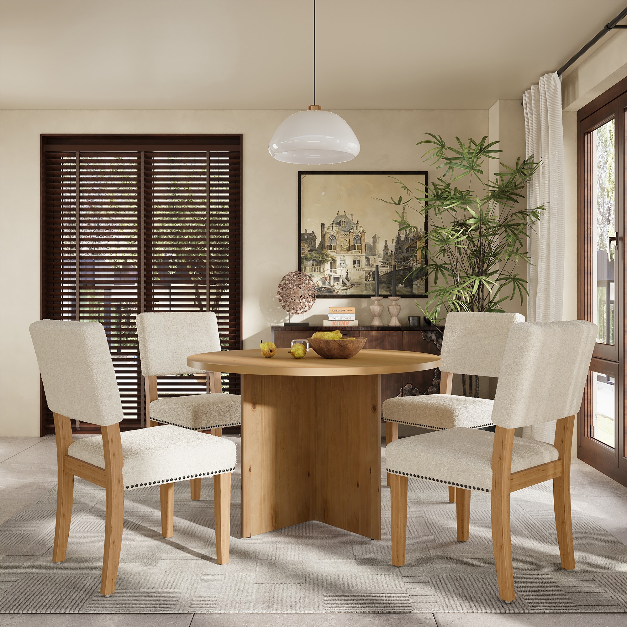 ModernLuxe L-SP000045AAD Modern 5-Piece Round Dining Table Set Natural Contemporary/Modern Dining Room Set with Round Table ( Seats 4 )