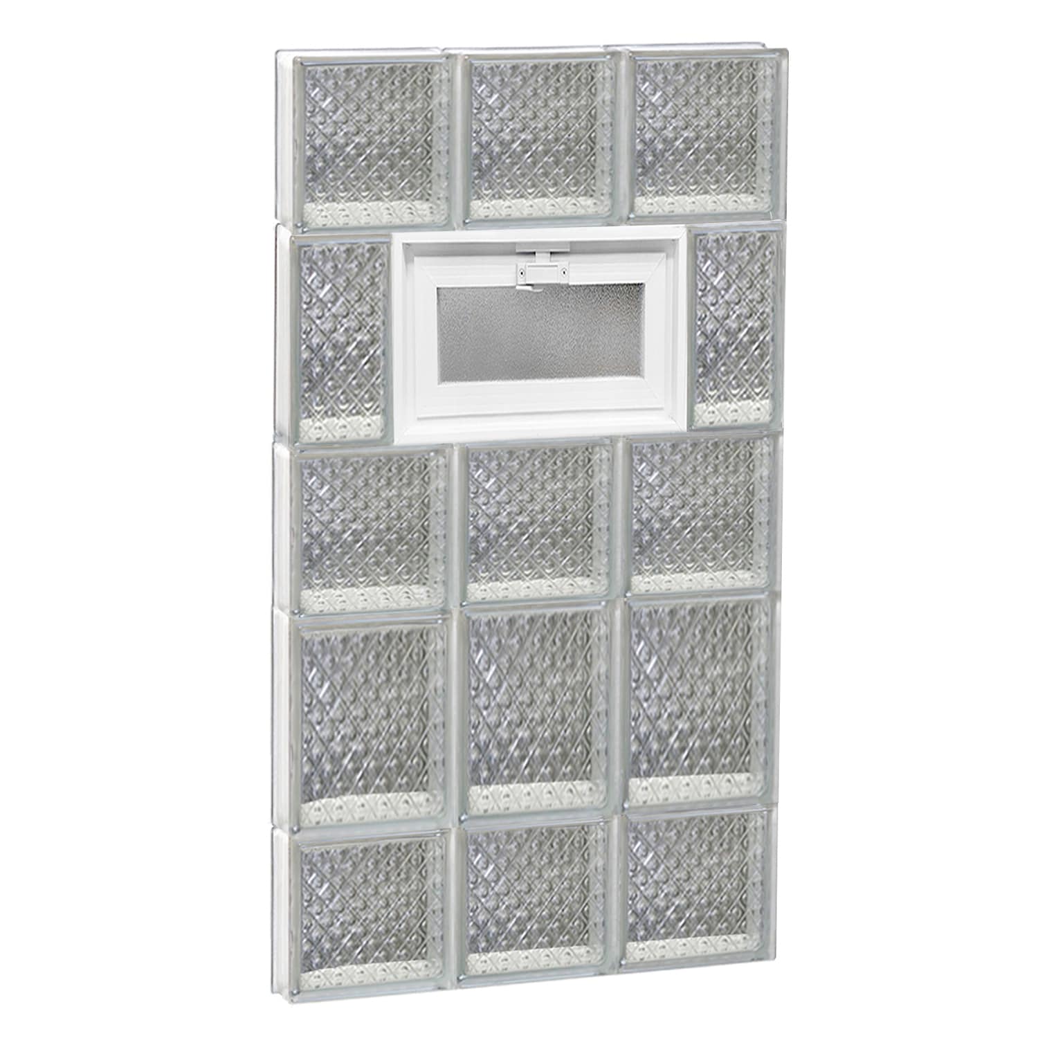 REDI2SET V1834DP Diamond Glass 17-1/4-in x 32-3/4-in Frameless Replacement Vented Glass Block Window