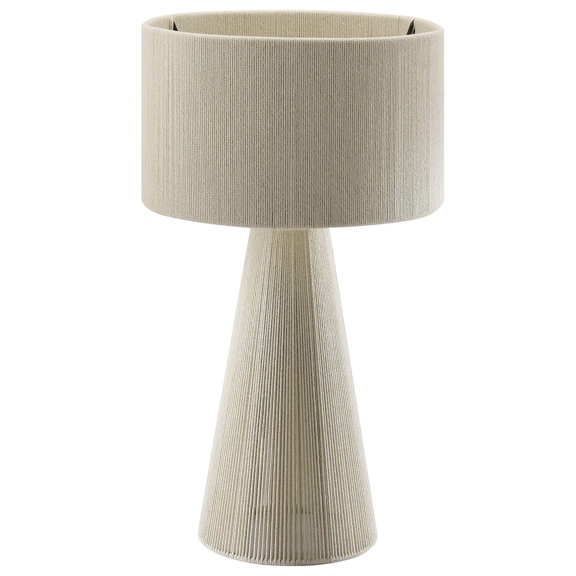Modway  Gia Handwoven Cotton Thread Striped or Plain Table Lamp in Natural