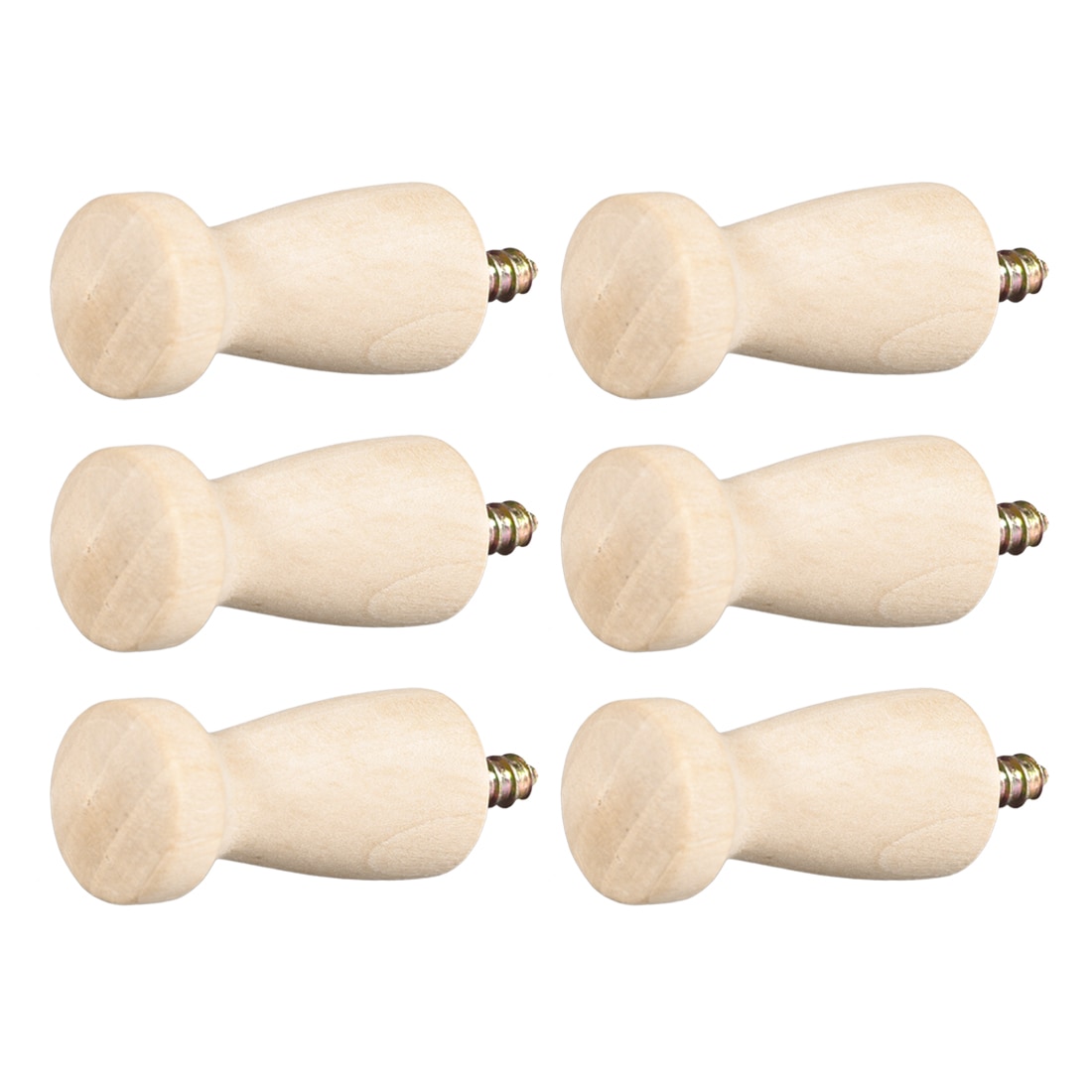 Unique Bargains Wall Hooks Screw-On Solid Wood Hook Coat Hook Shaker Pegs Decorative Wall Mount Hook 22mmx48mm(DxL) No Paint 6pcs