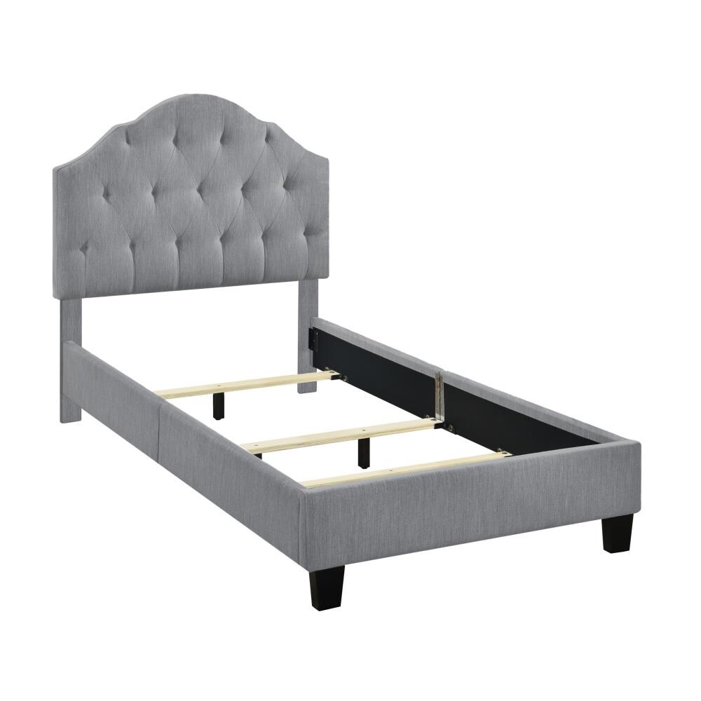 Accentrics Home Gray Upholstered Twin Bed with Shaped Silhouette ...