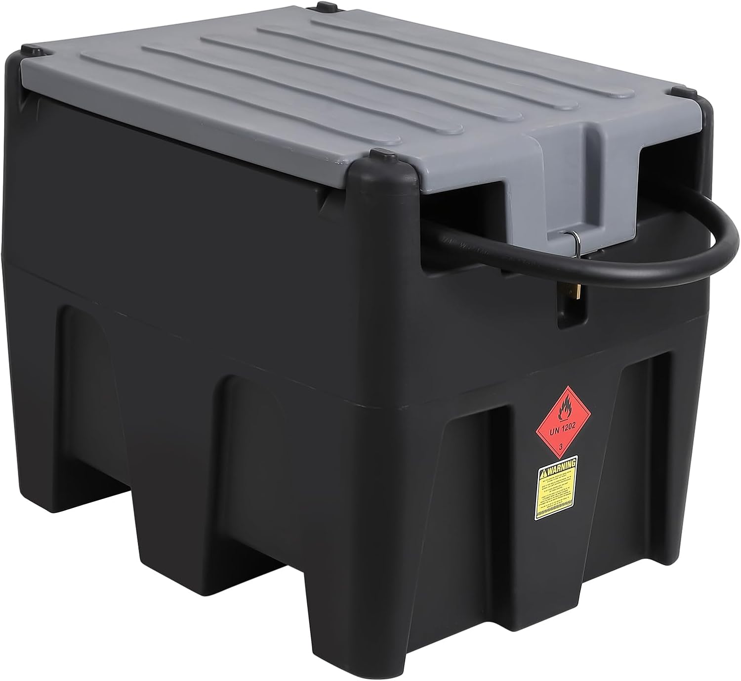 Qeetex SQY-PAU-0KV3ZWP6 128 Gallon Portable Fuel Tank for Gasoline and Diesel 12V Electric Transfer Pump 10GPM with 13.1FT Hose and Auto Shut-Off Nozzle Fuel Storage Container for Trucks Tractors Generators - Grey