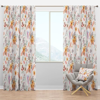 Designart 84 In Yellow And Gold Room Darkening Thermal Lined Rod Pocket Single Curtain Panel The Curtains Ds Department At Lowes Com