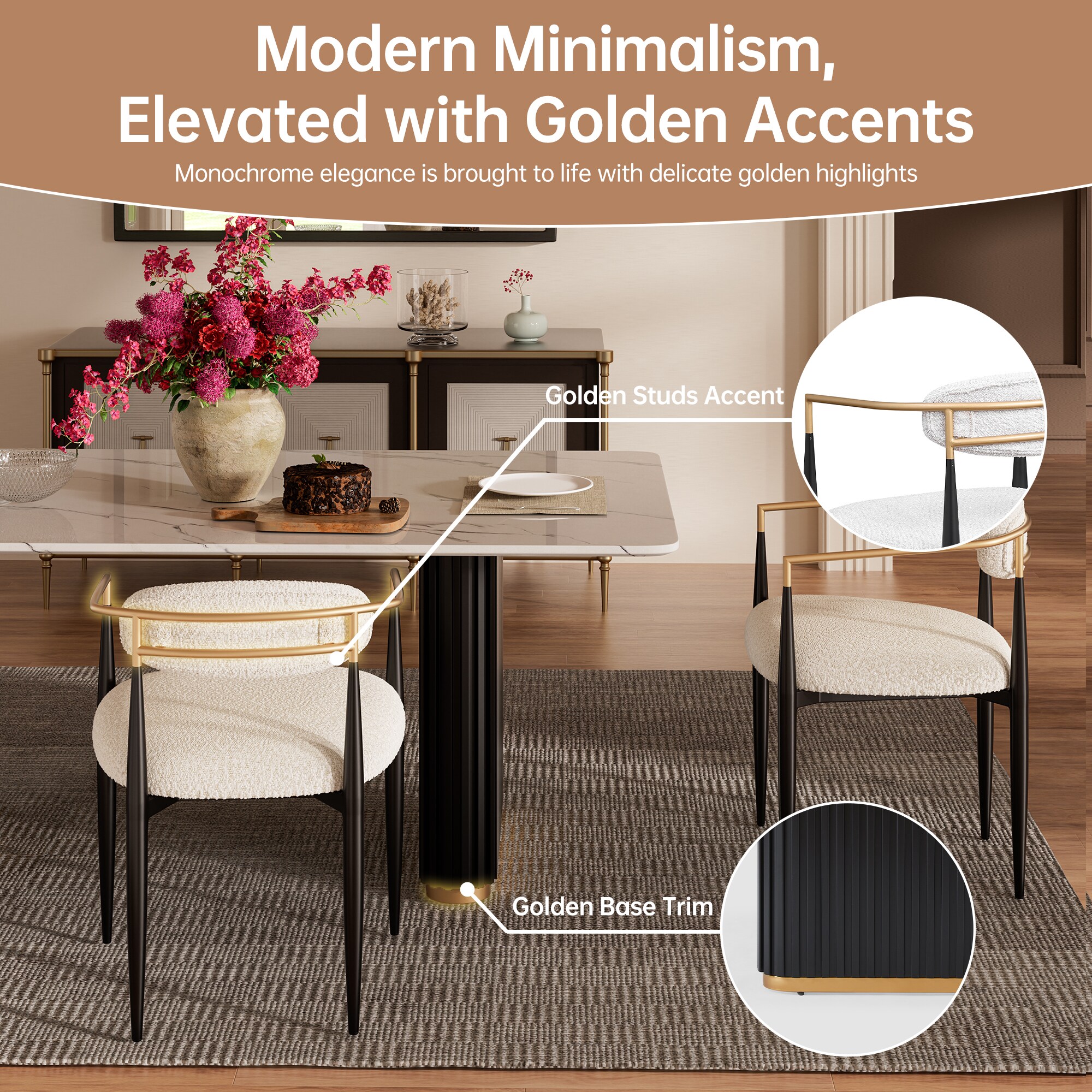 FARATI D2076DTC-WT-WT-4 Dining-Sets - View #3