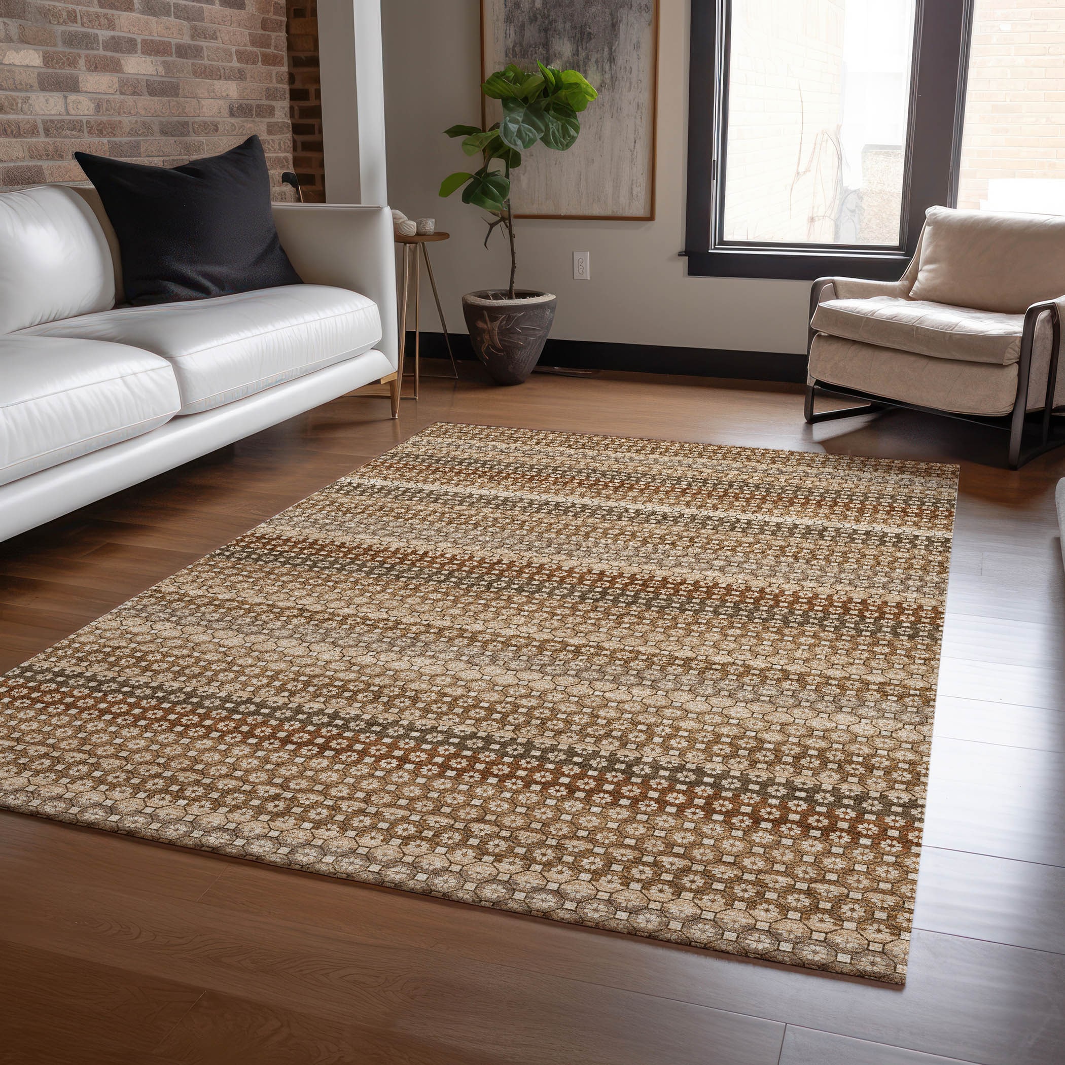 Addison Rugs ACN1426TP10X14 Chantille ACN1426TP 10 x 14 (ft) Polyester Taupe Rectangular Indoor/Outdoor Geometric Machine washable Area rug
