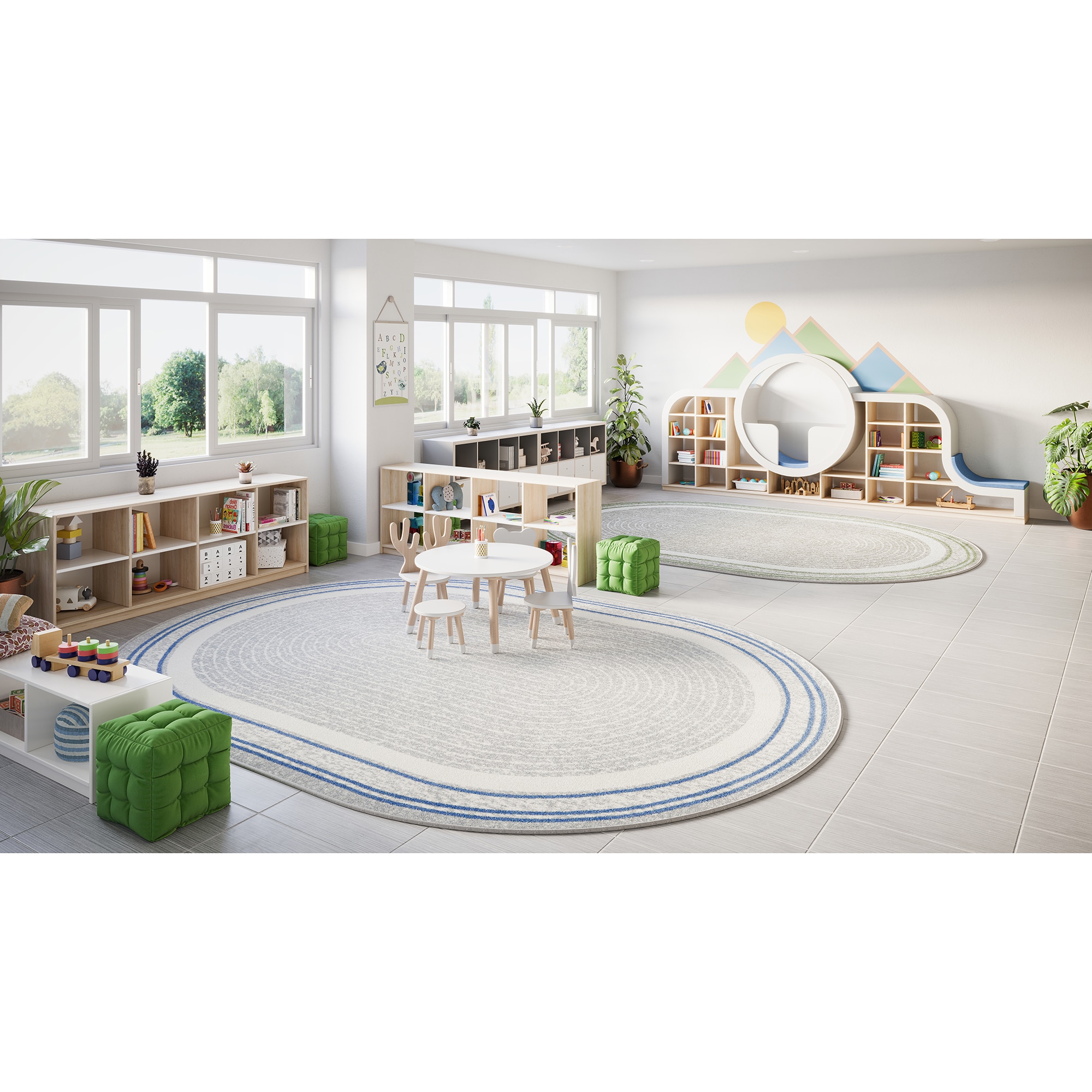 Joy Carpets 2185BB-01 Cozy Corner 4 x 6 (ft) Tufted Polypropylene Light Blue Oval Indoor Solid Area rug